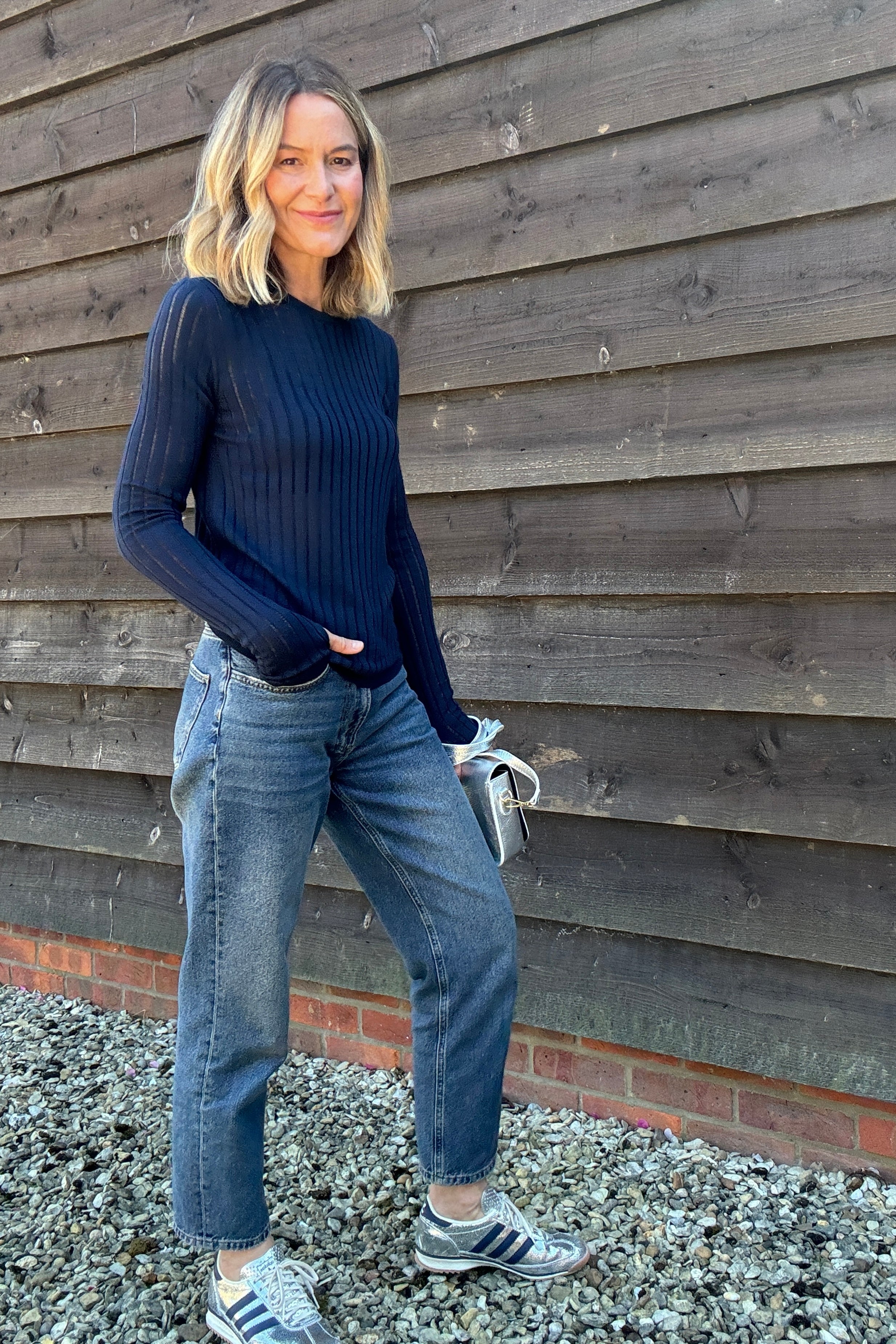 Iggy Sheer Rib Jumper - Navy