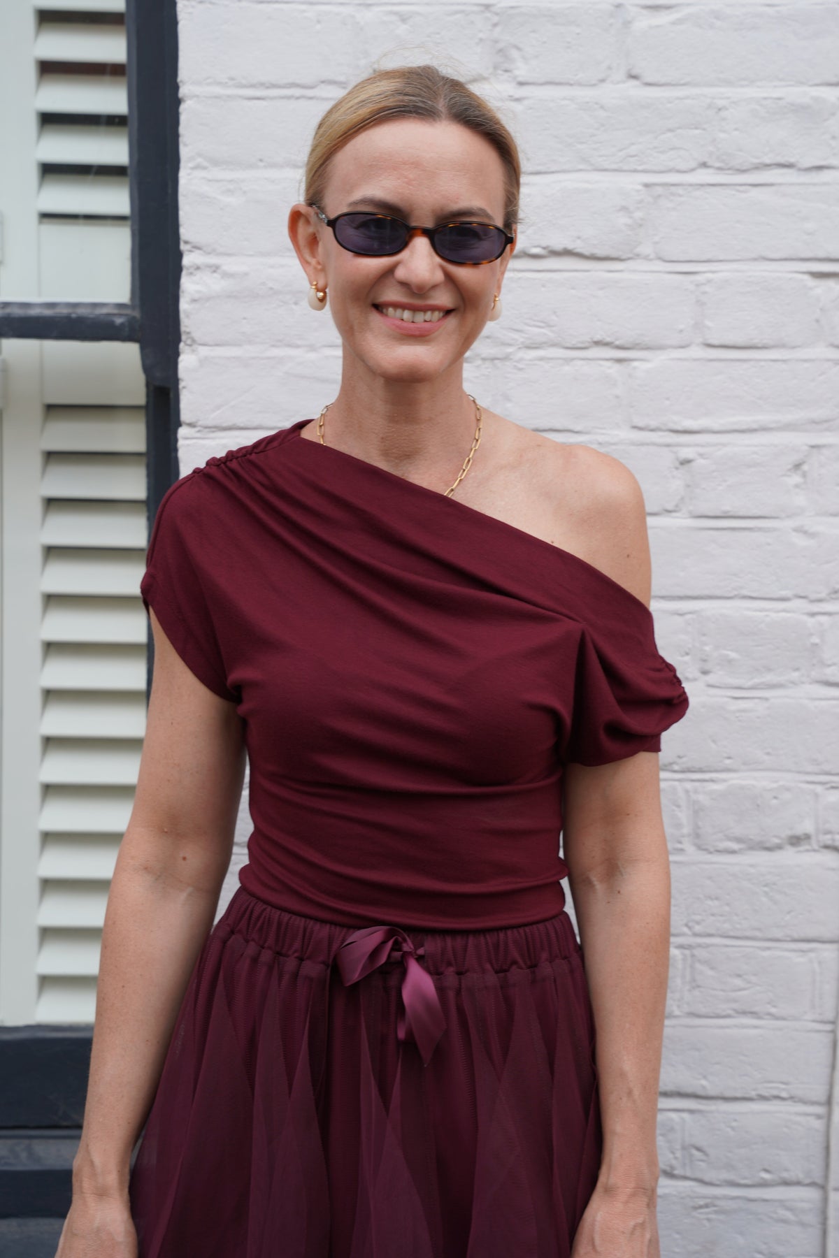 Esme Off Shoulder Top - Burgundy