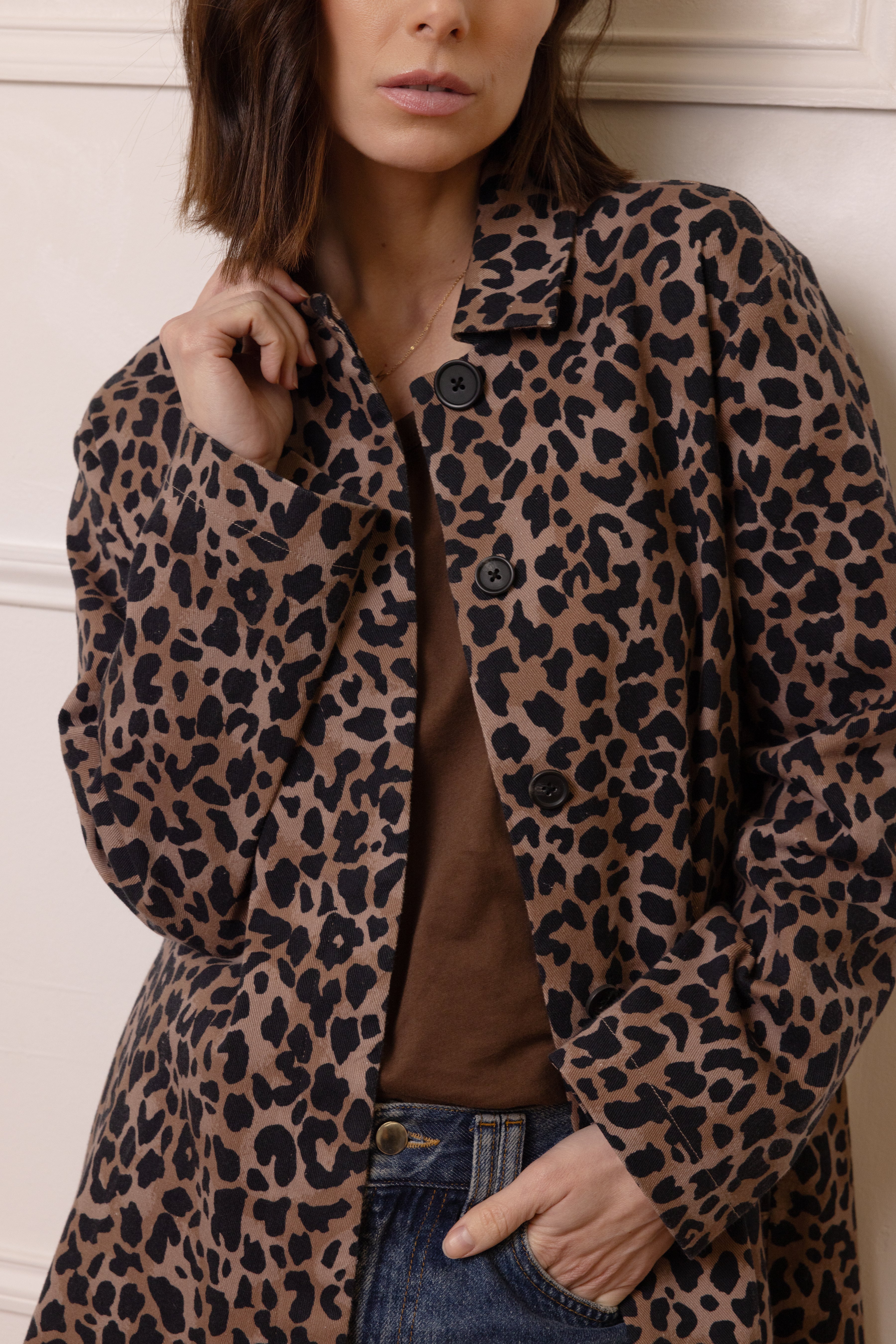 Laurie Leopard Duster Coat - Chocolate - Eleven Loves