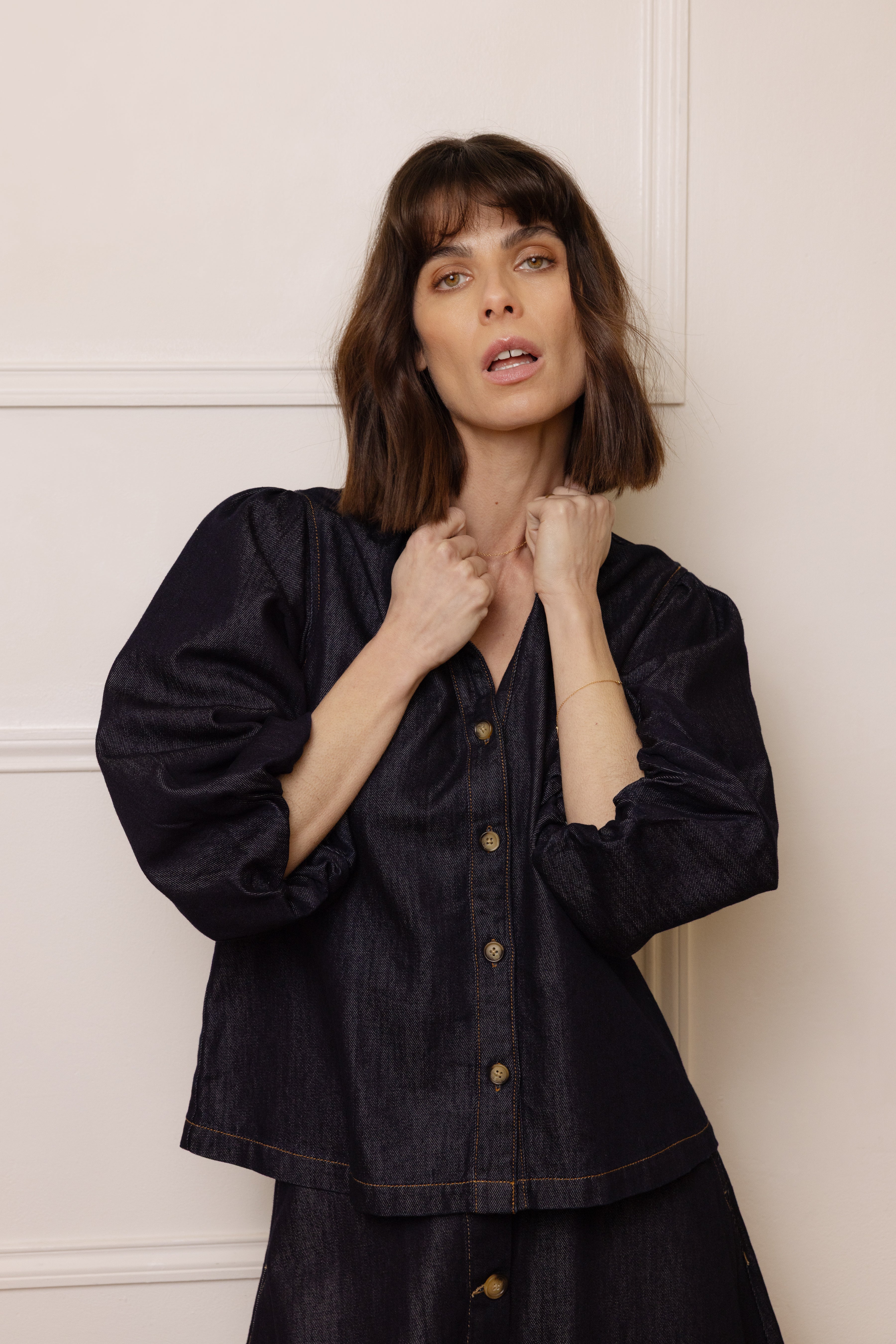Odette Denim Blouse - Mid Wash - Eleven Loves