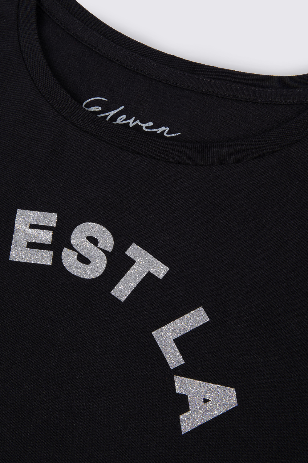 ou est la discotheque black t-shirt eleven loves ou est la discotheque neat fit t-shirt black and silver metallic t-shirt eleven loves ellen loves 11loves