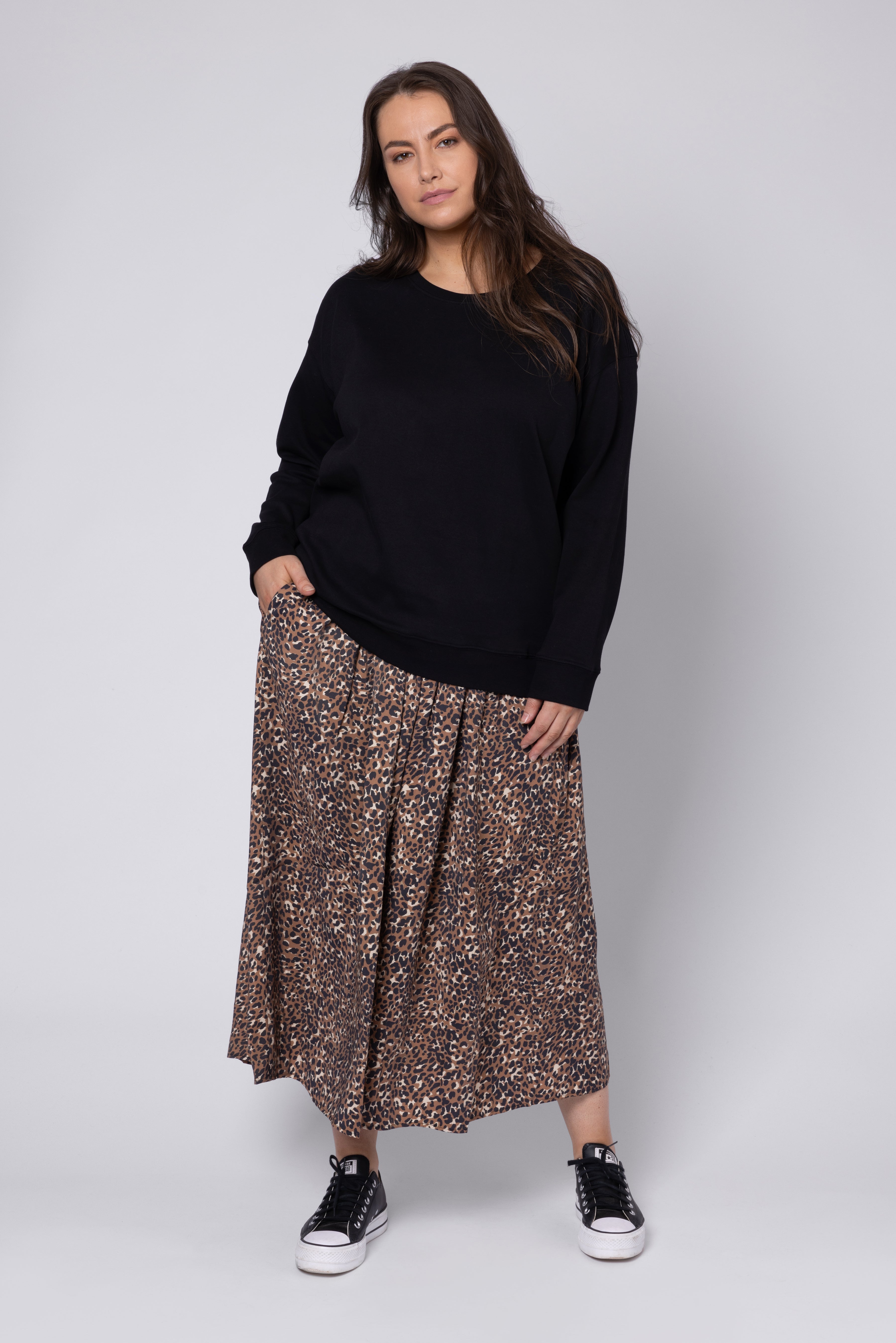 Mid length leopard skirts uk best sale