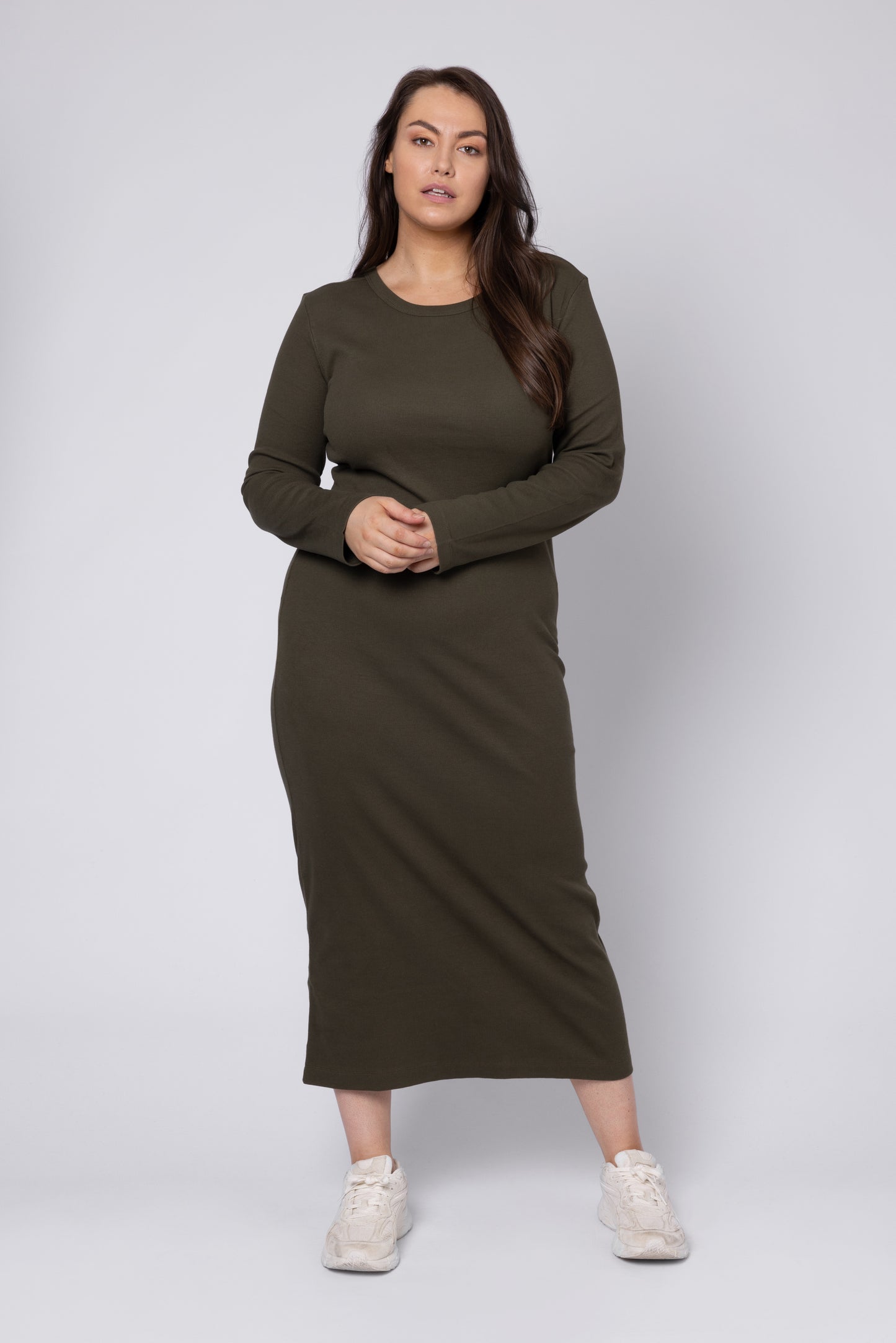 LIZZY RIB JERSEY DRESS (OLIVE)