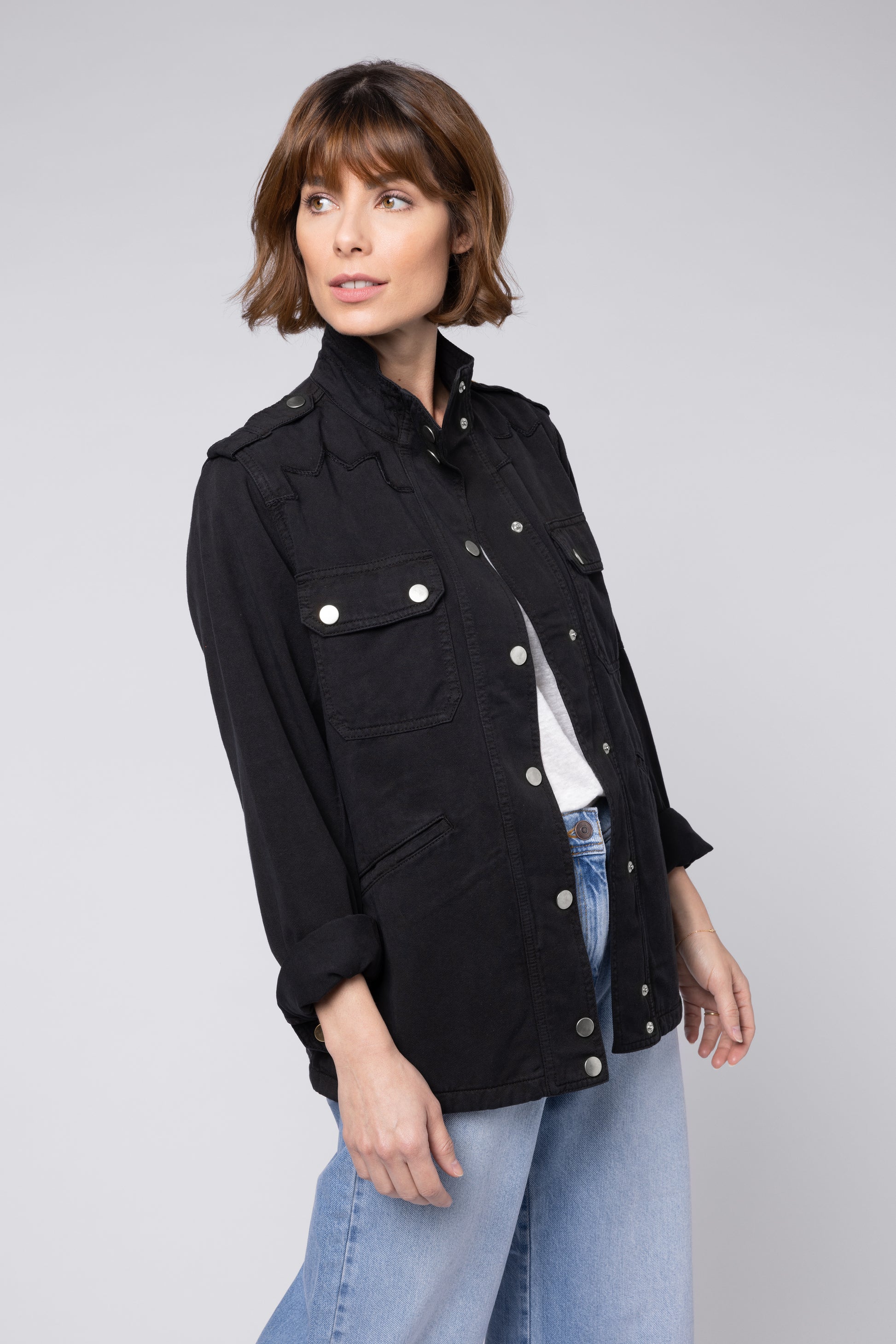 TINA UTILITY JACKET BLACK JACKER SHACKET BUTTON UP SHACKET ELLEN LOVES 11LOVES ELEVENLOVES