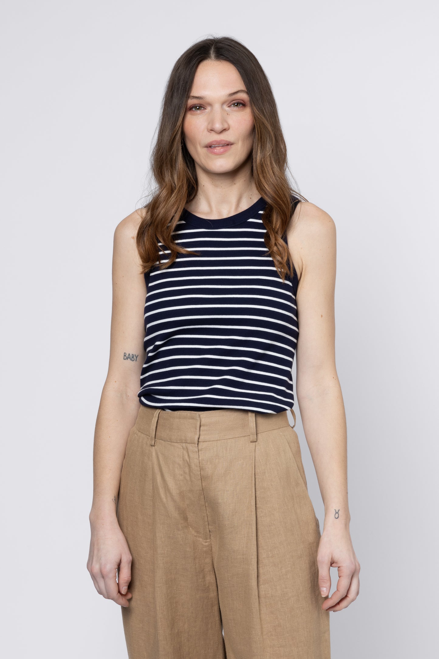 Maya Rib Jersey Vest - Navy / Ivory