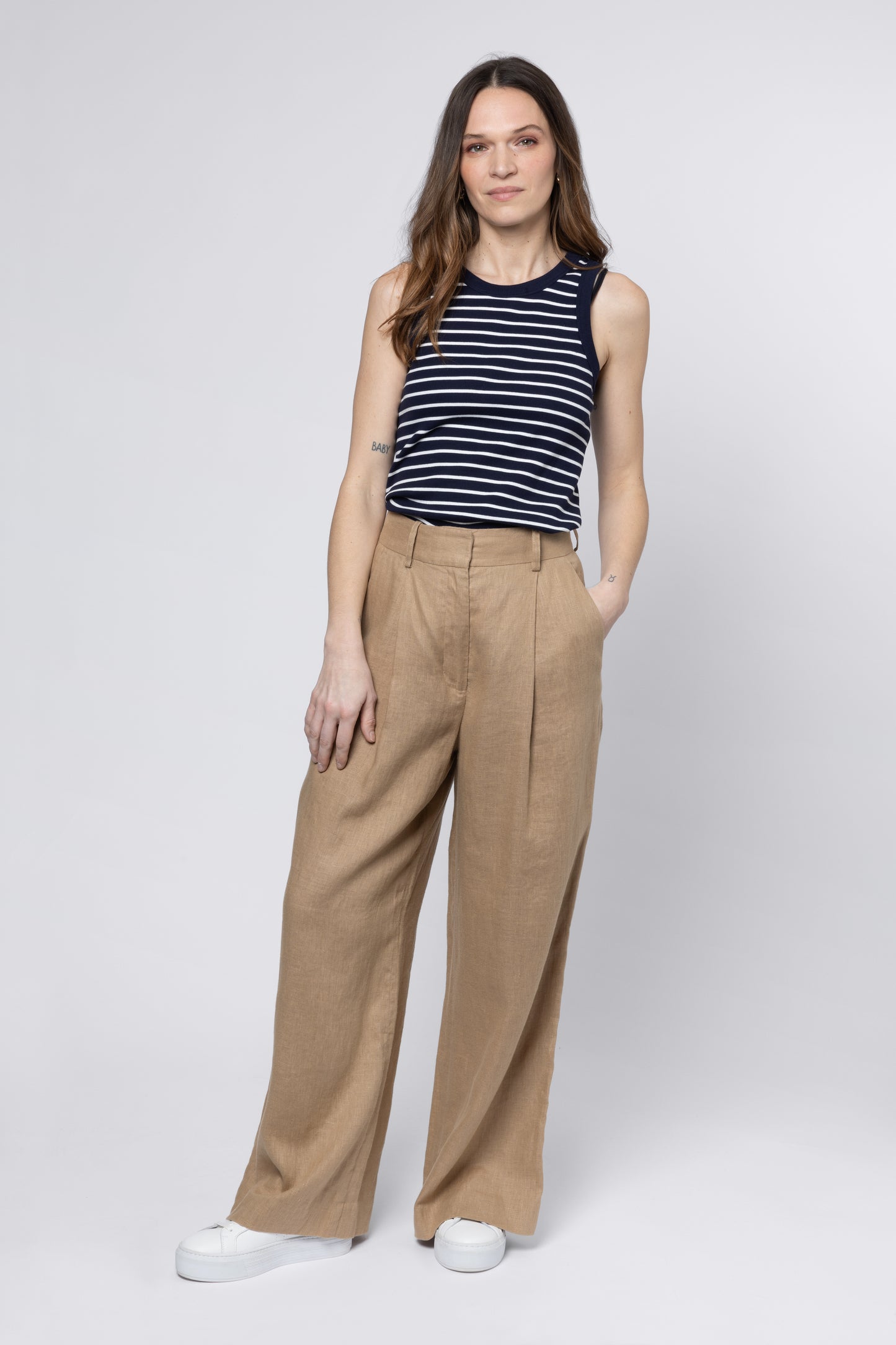 Maya Rib Jersey Vest - Navy / Ivory