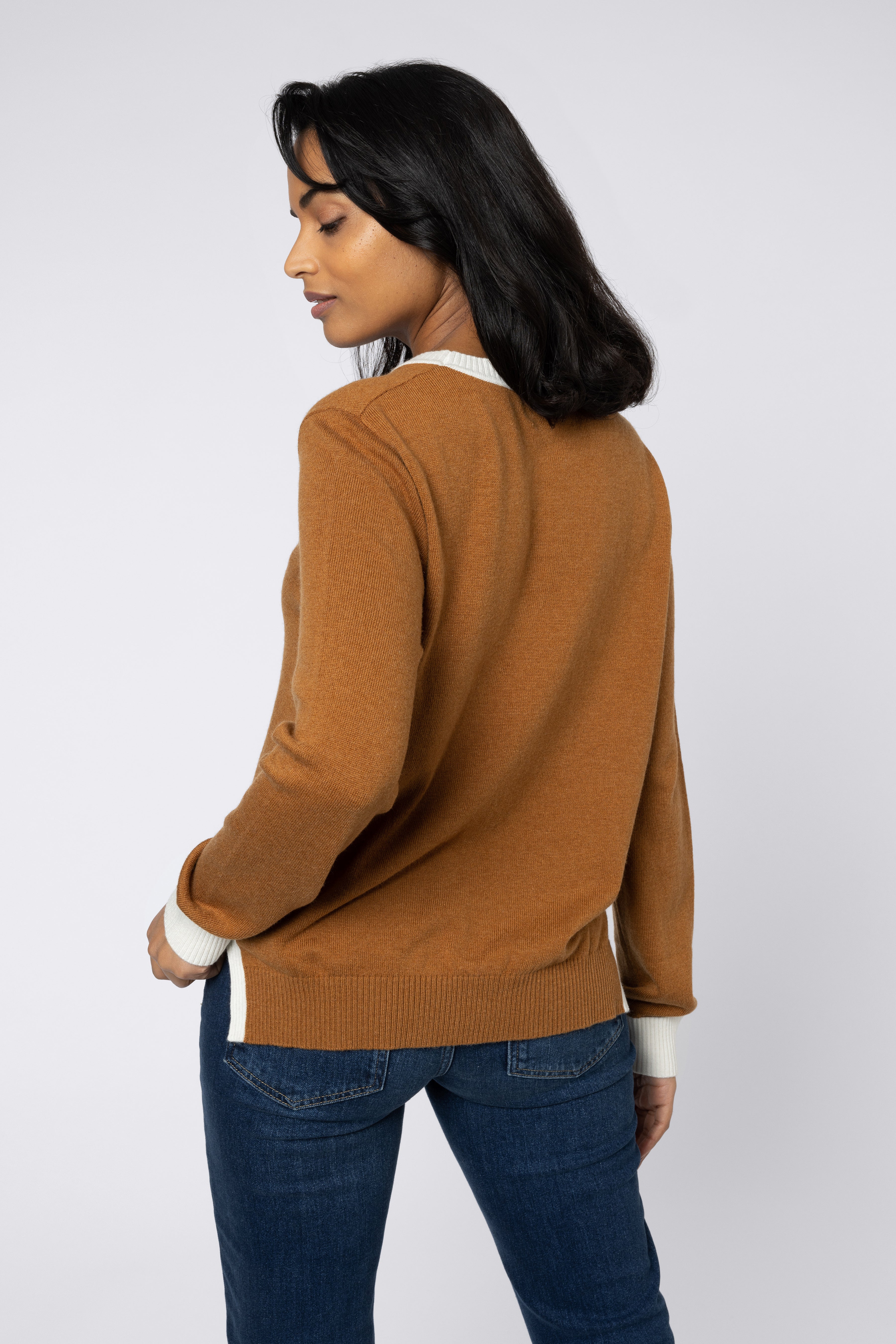 camille crew neck jumper tan and ecru jumper camel jumper knitted jumper knitwear ellen loves eleven loves 11loves