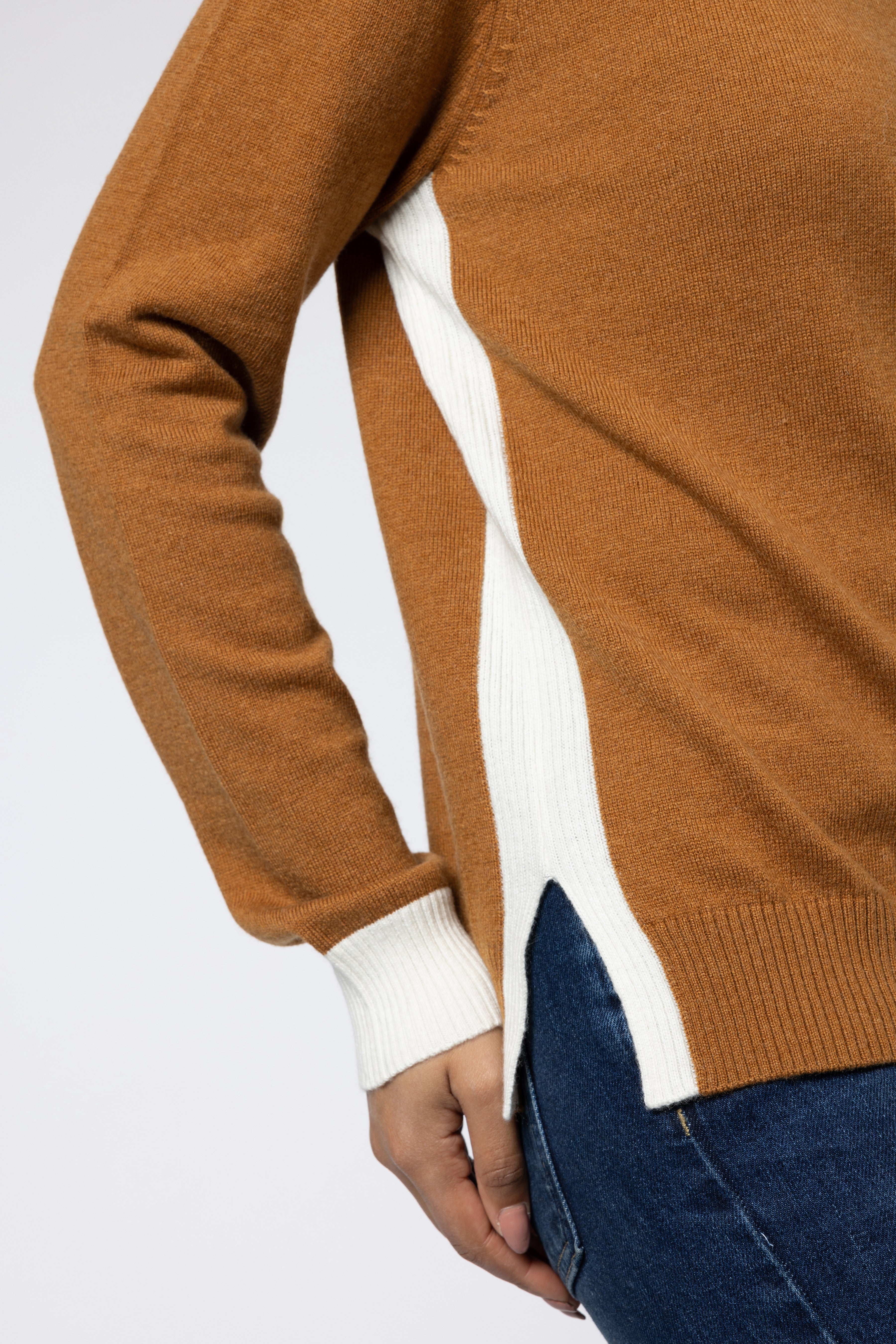 camille crew neck jumper tan and ecru jumper camel jumper knitted jumper knitwear ellen loves eleven loves 11loves