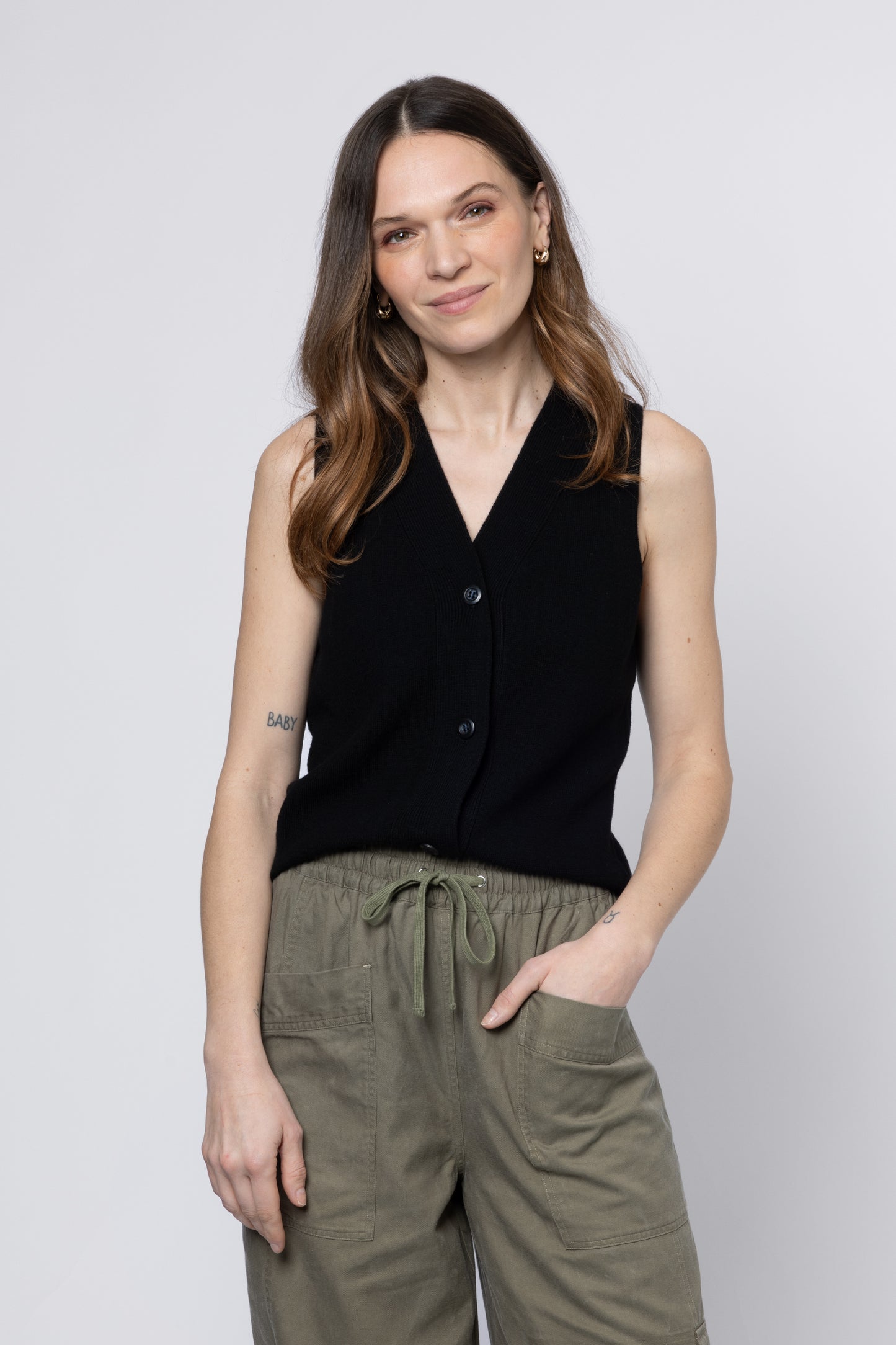 Margot Milano Knitted Waistcoat Black