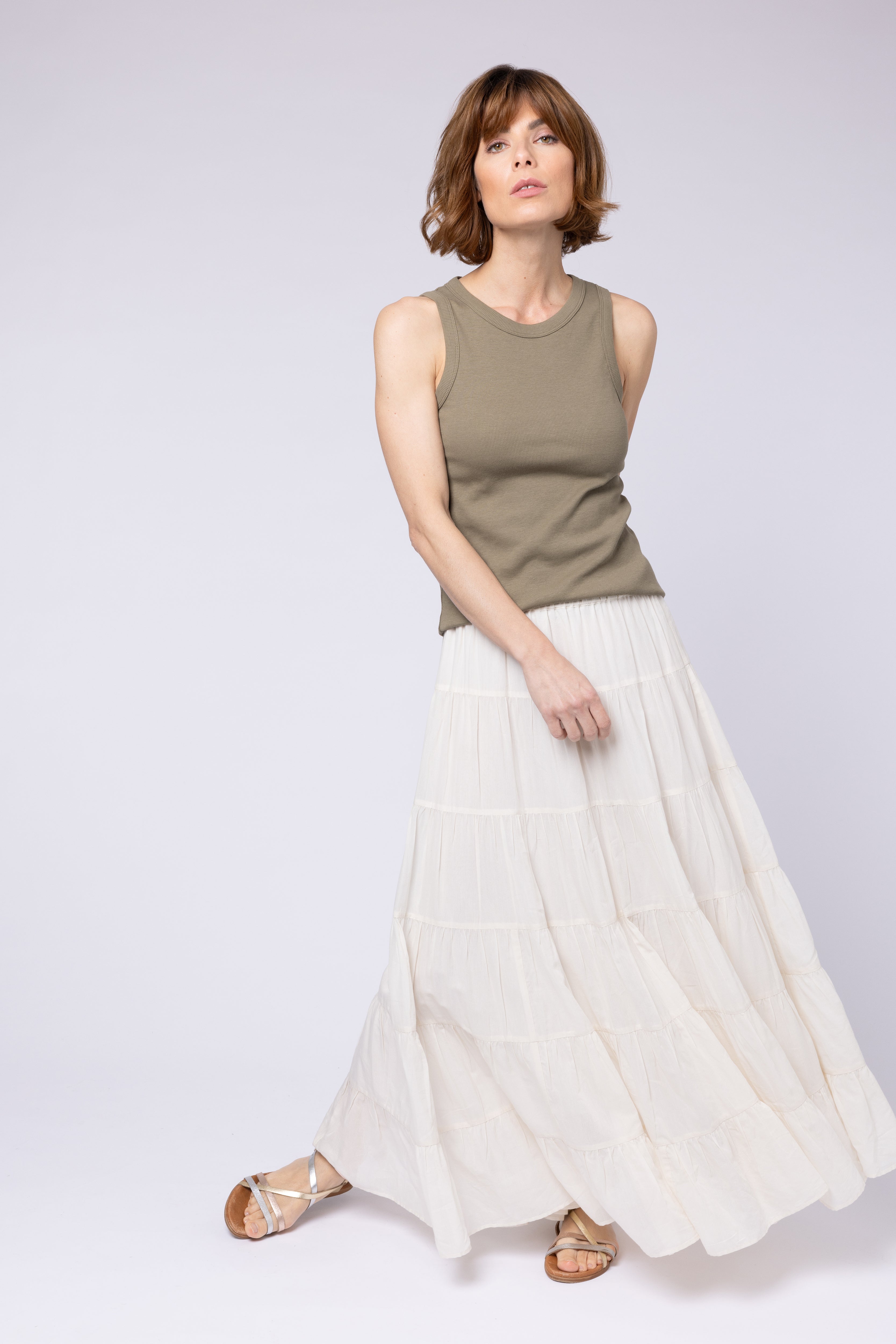 Ivory layered skirt best sale