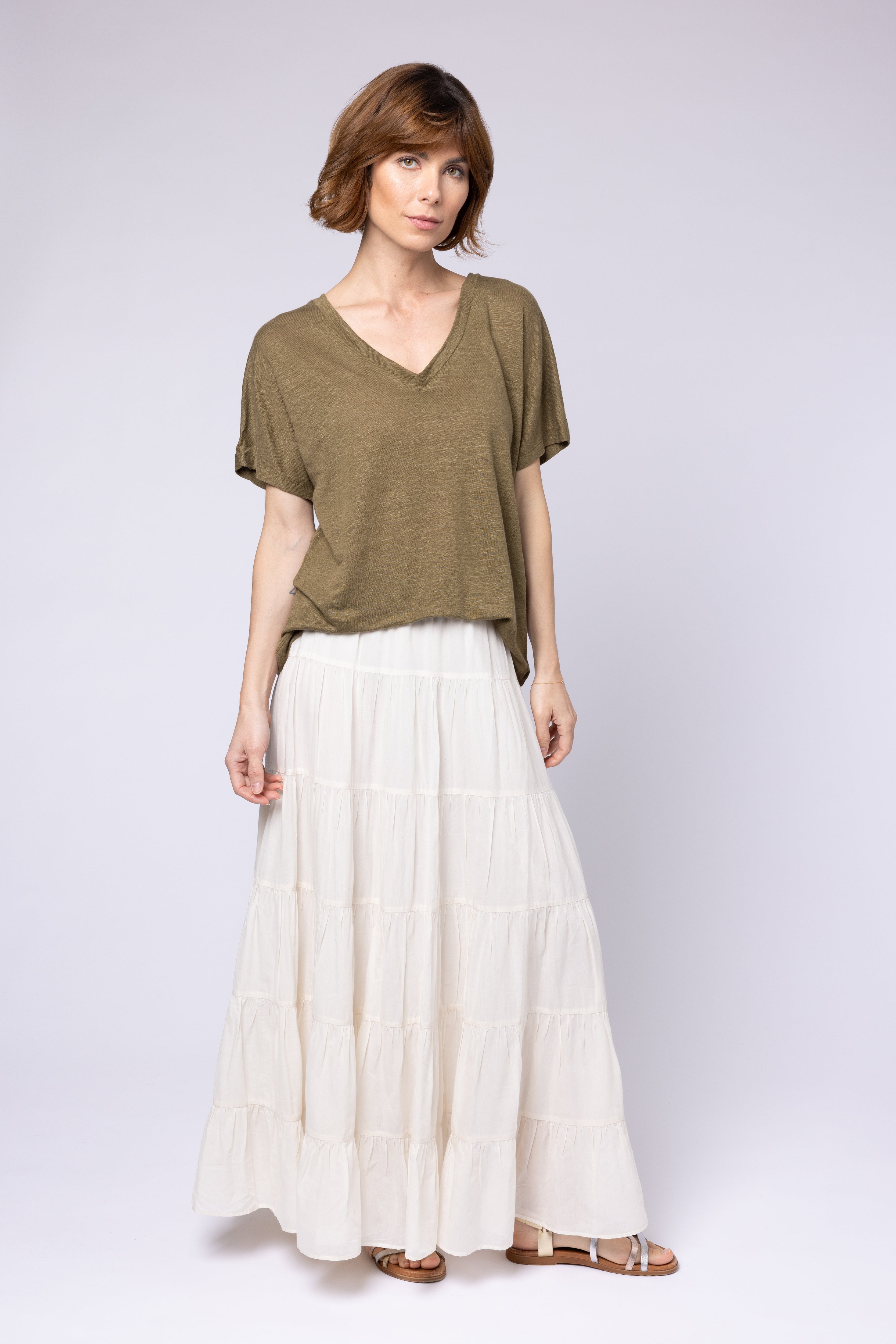 Ivory layered skirt hotsell