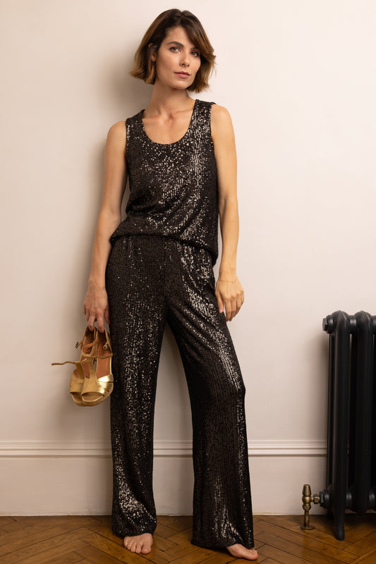 PIA SEQUIN WIDE LEG TROUSER