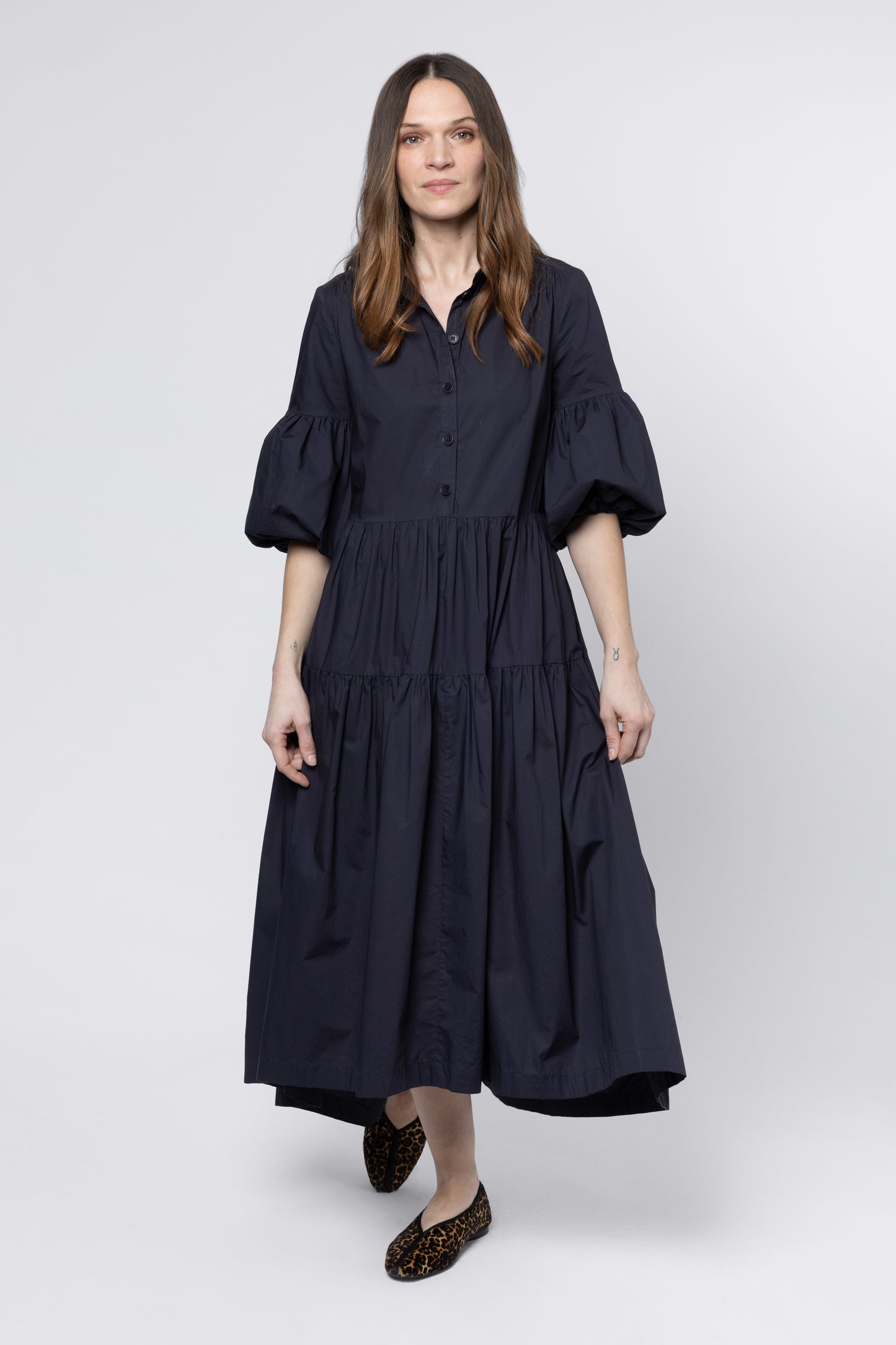 Elise Balloon Sleeve Dress (Washed Black)