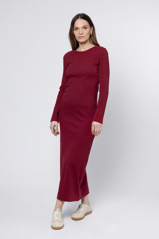 Lizzy Rib Jersey Dress (Burgundy)