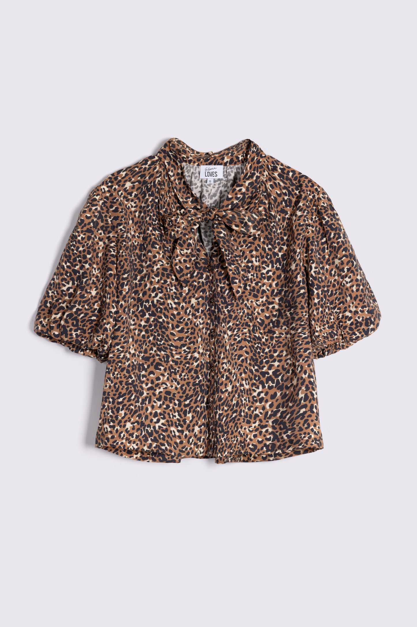 POPPY LEOPARD PRINT PUFF SLEEVE TOP (MULTI BROWN)