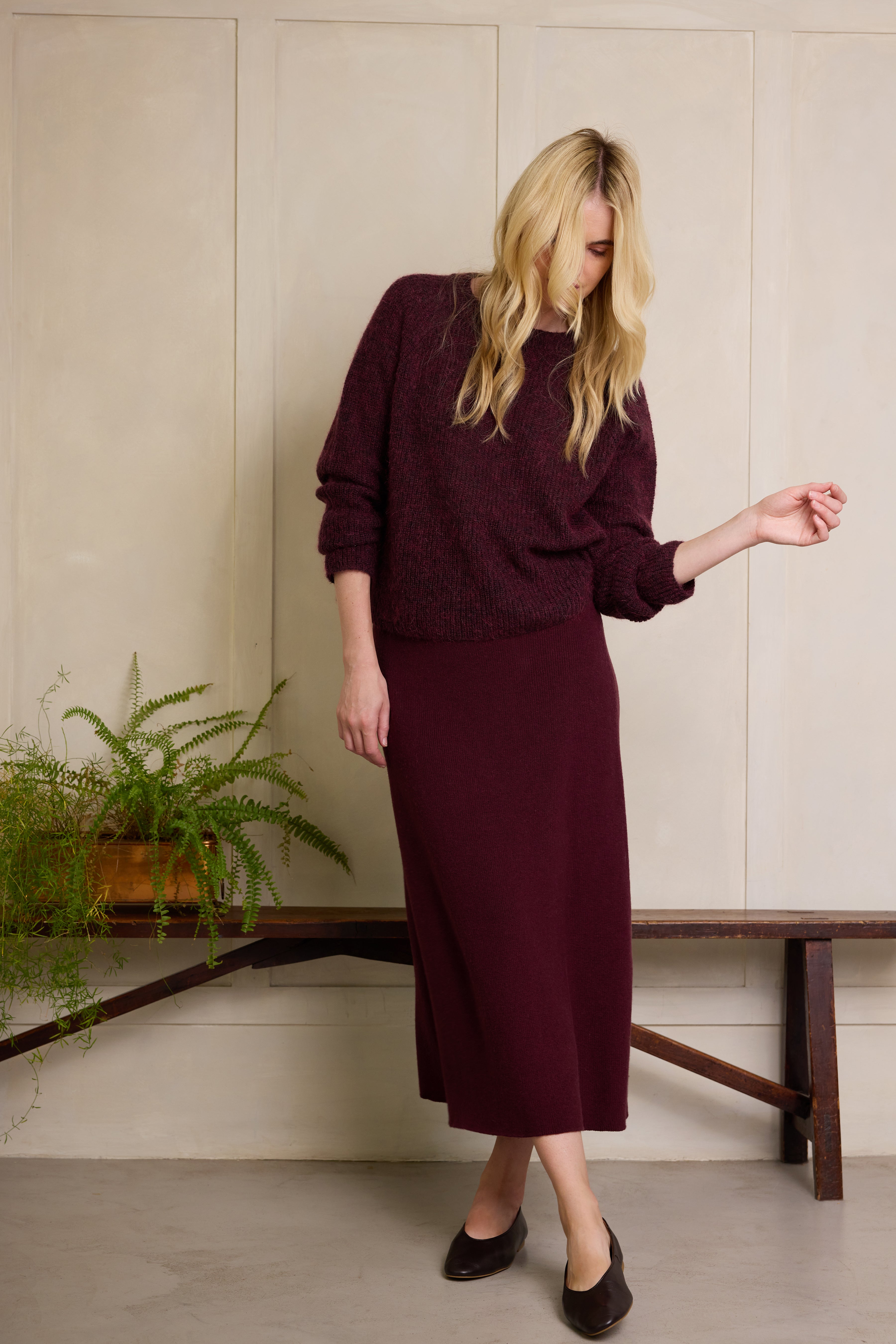 Rae Rib Skirt - Burgundy