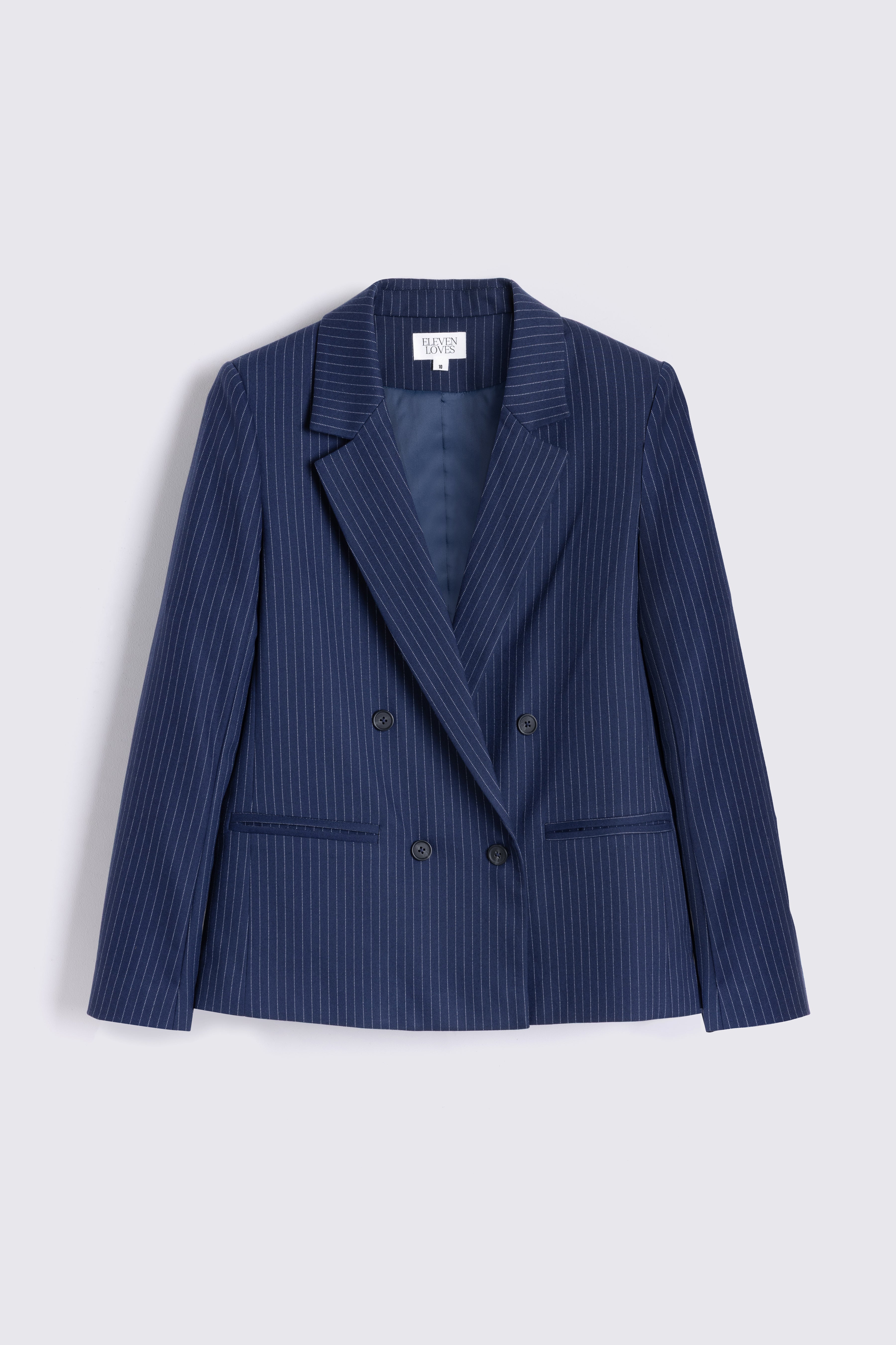 Georgia Double Breasted Blazer - Navy Pinstripe