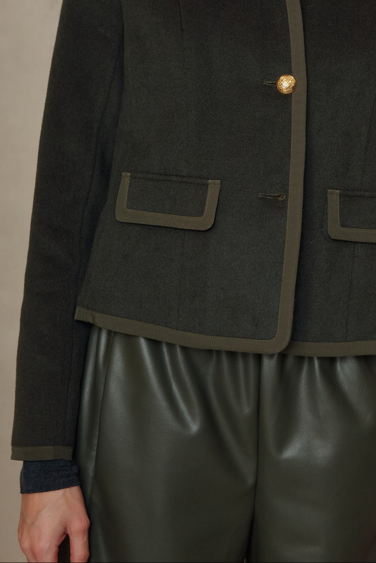 Greta military swing jacket in olive