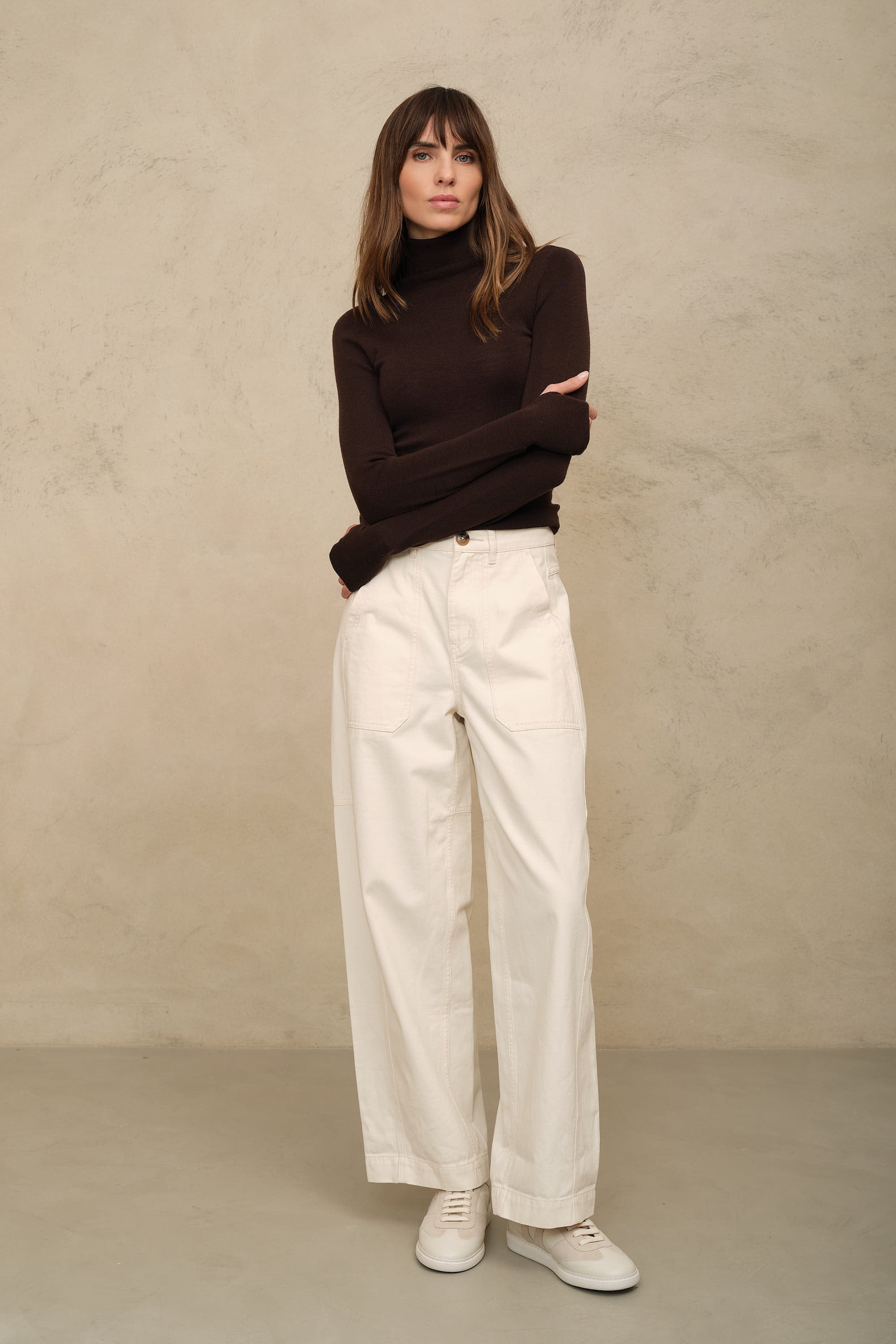 Billie Barrel Leg Trousers - Ecru