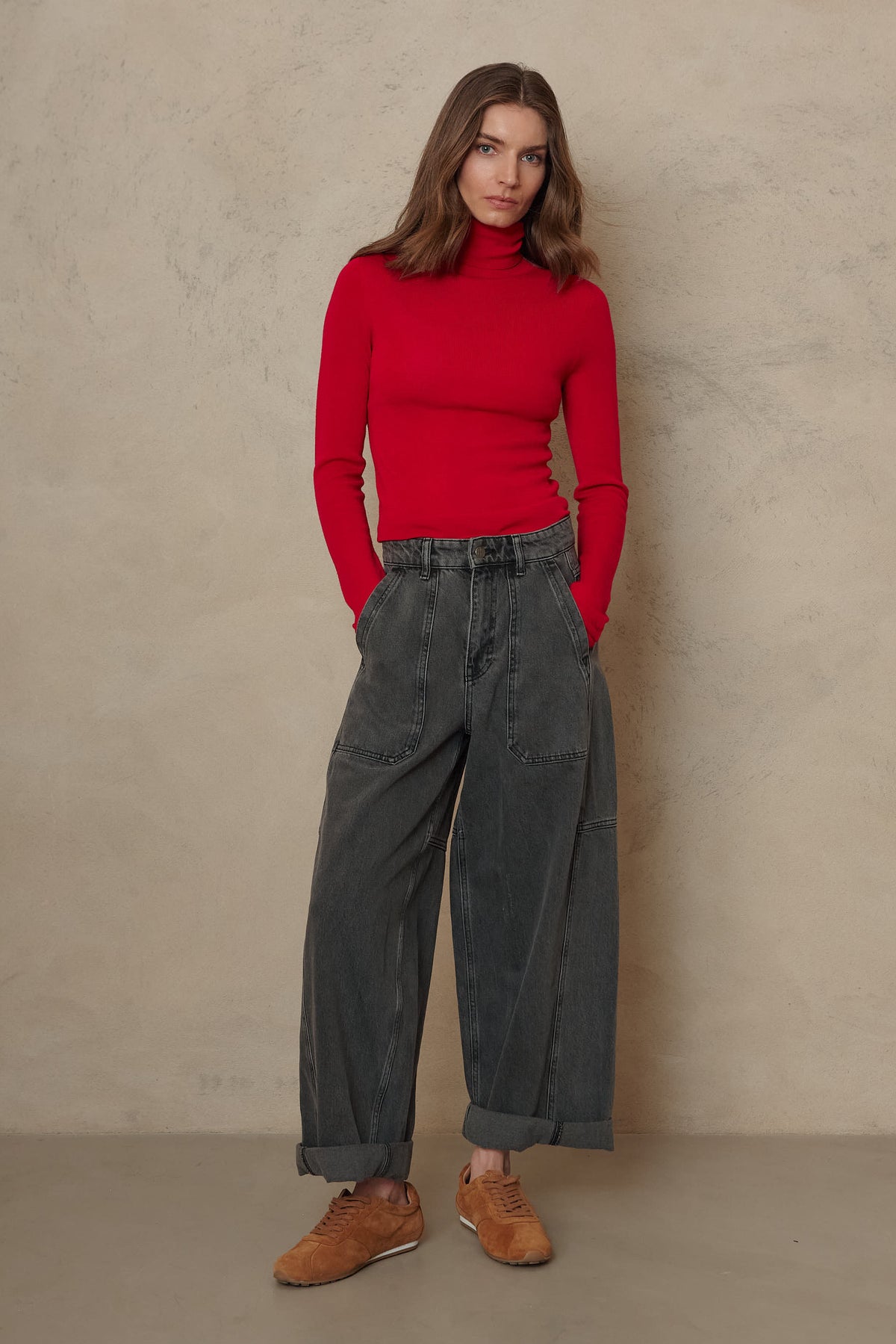 Billie Barrel Leg Jeans - Washed Black