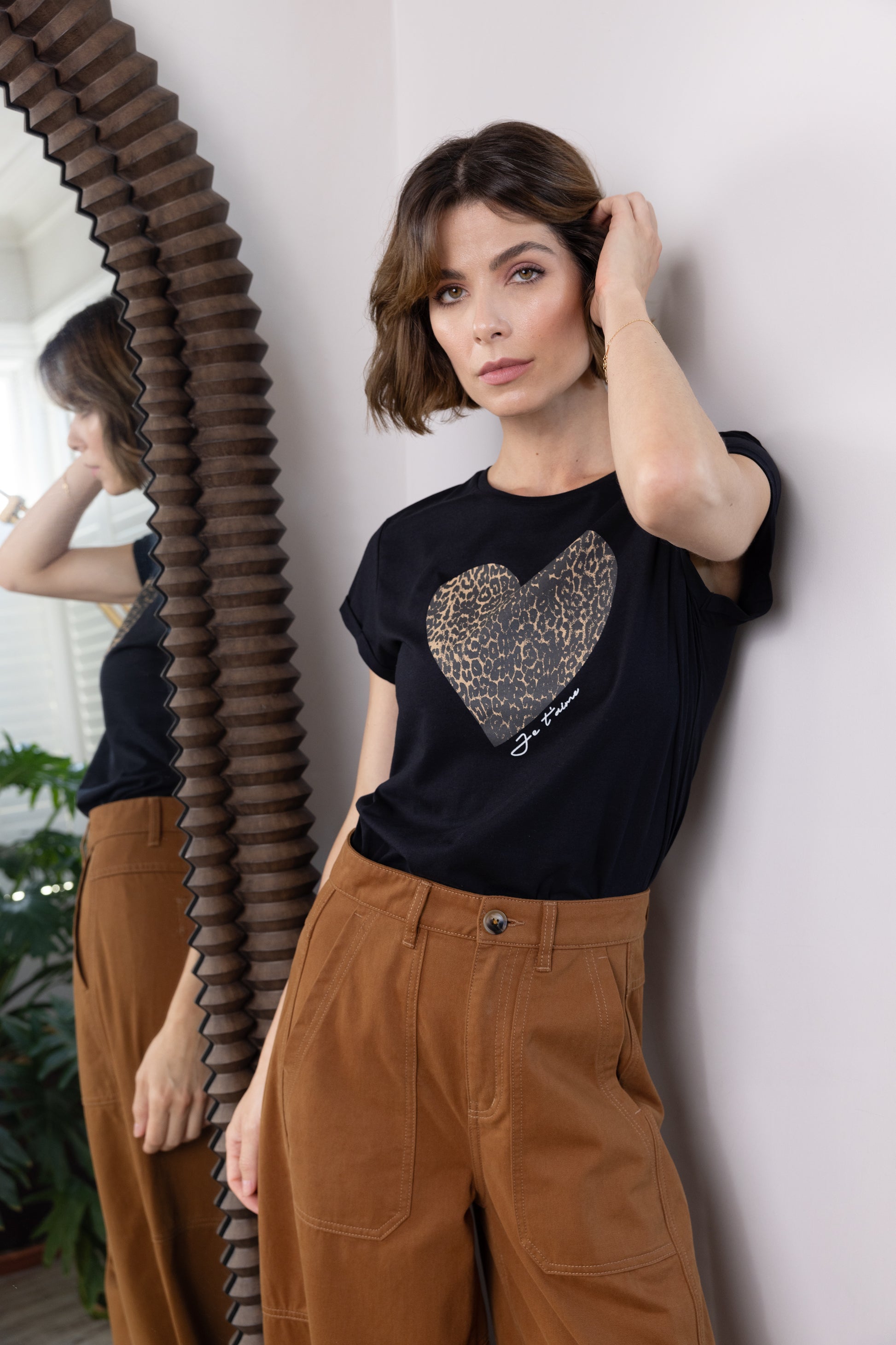 Model wearing Heart T Shirt Eleven Loves