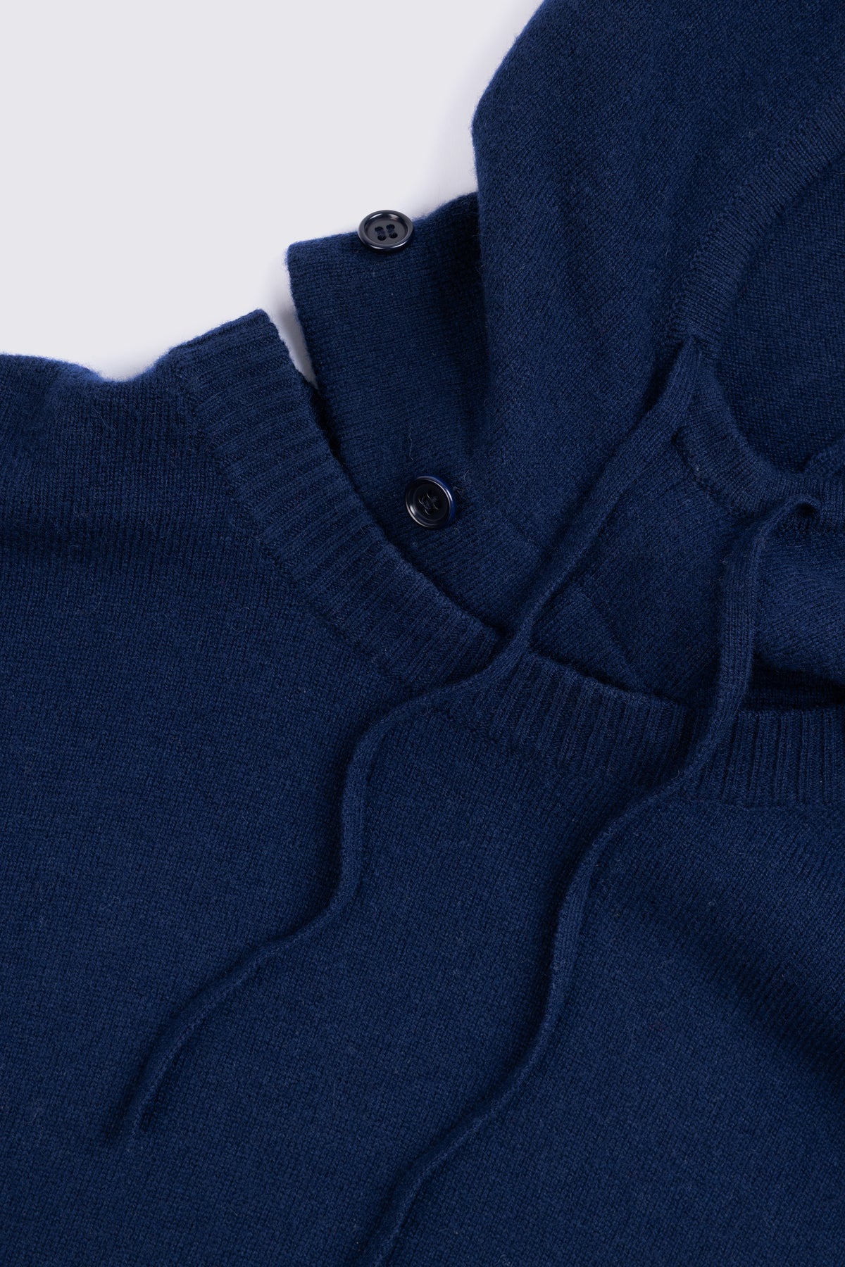 Heidi navy cashmere blend hoodie, shown flat