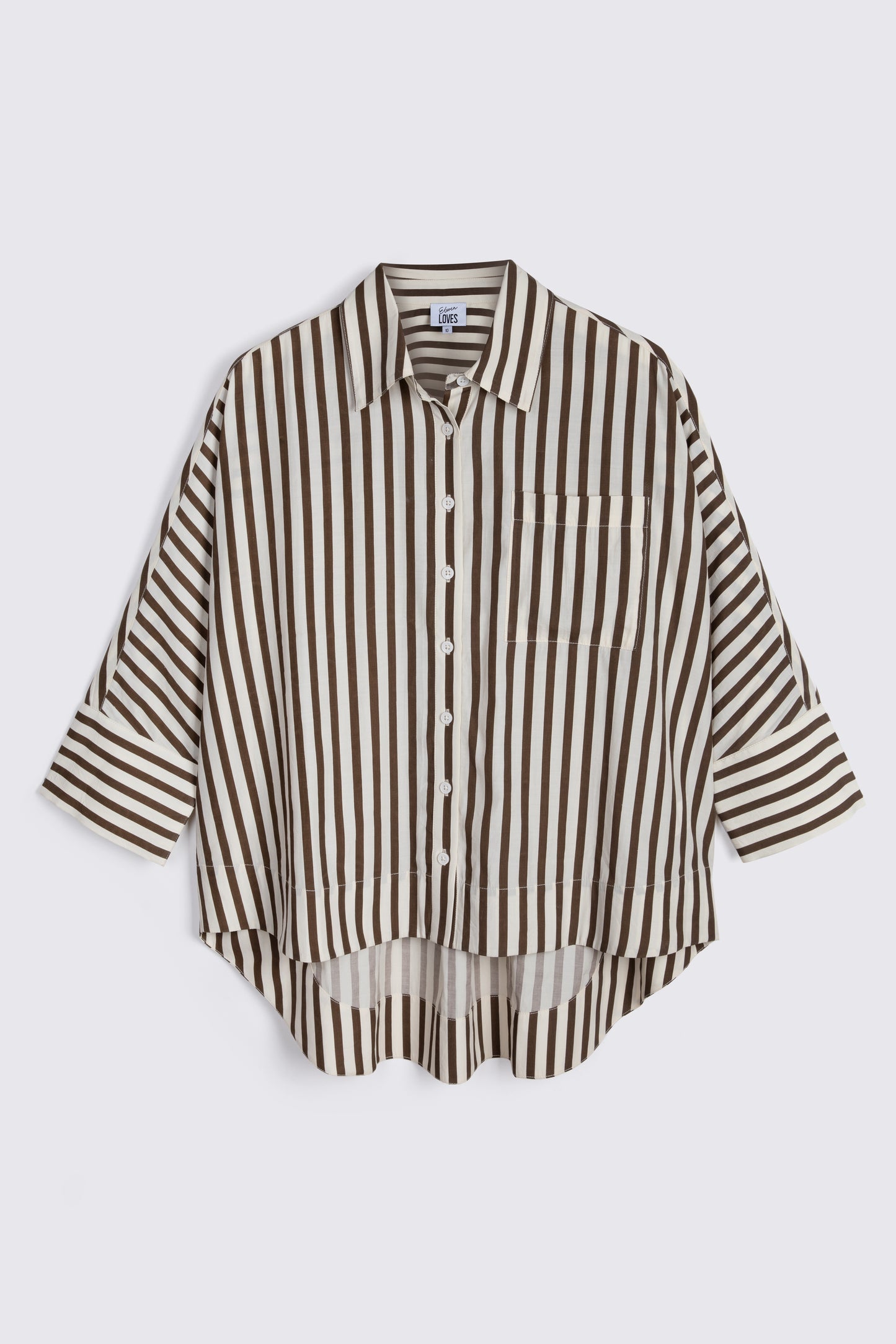 Olivia Oversized Striped Shirt (White/Chocolate)