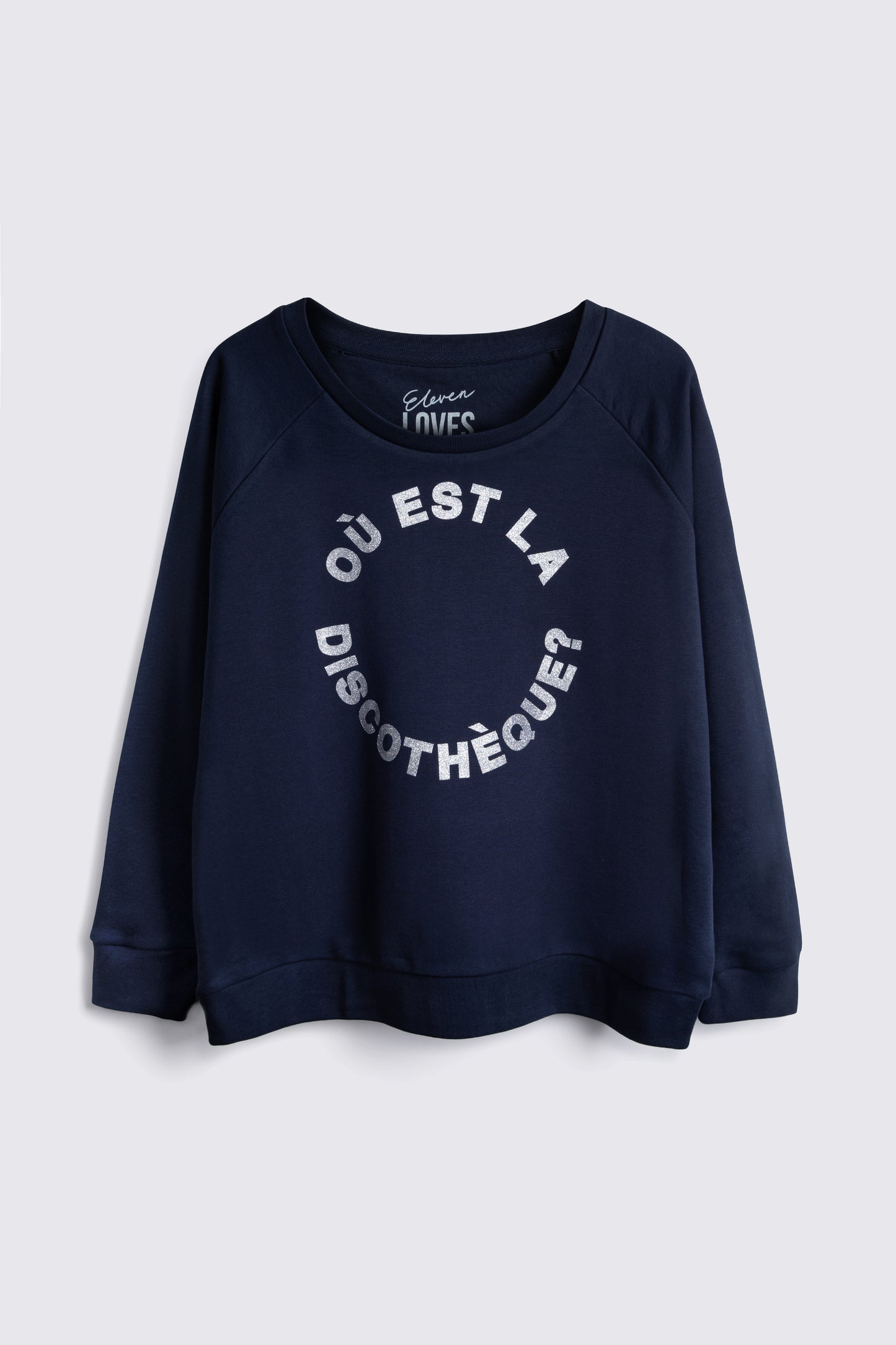 Où Est La Discothèque? Sweatshirt (Navy/Silver)