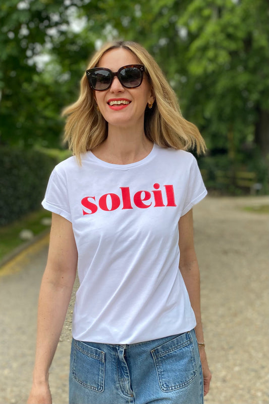 SOLEIL NEAT FIT T-SHIRT (WHITE/RED)
