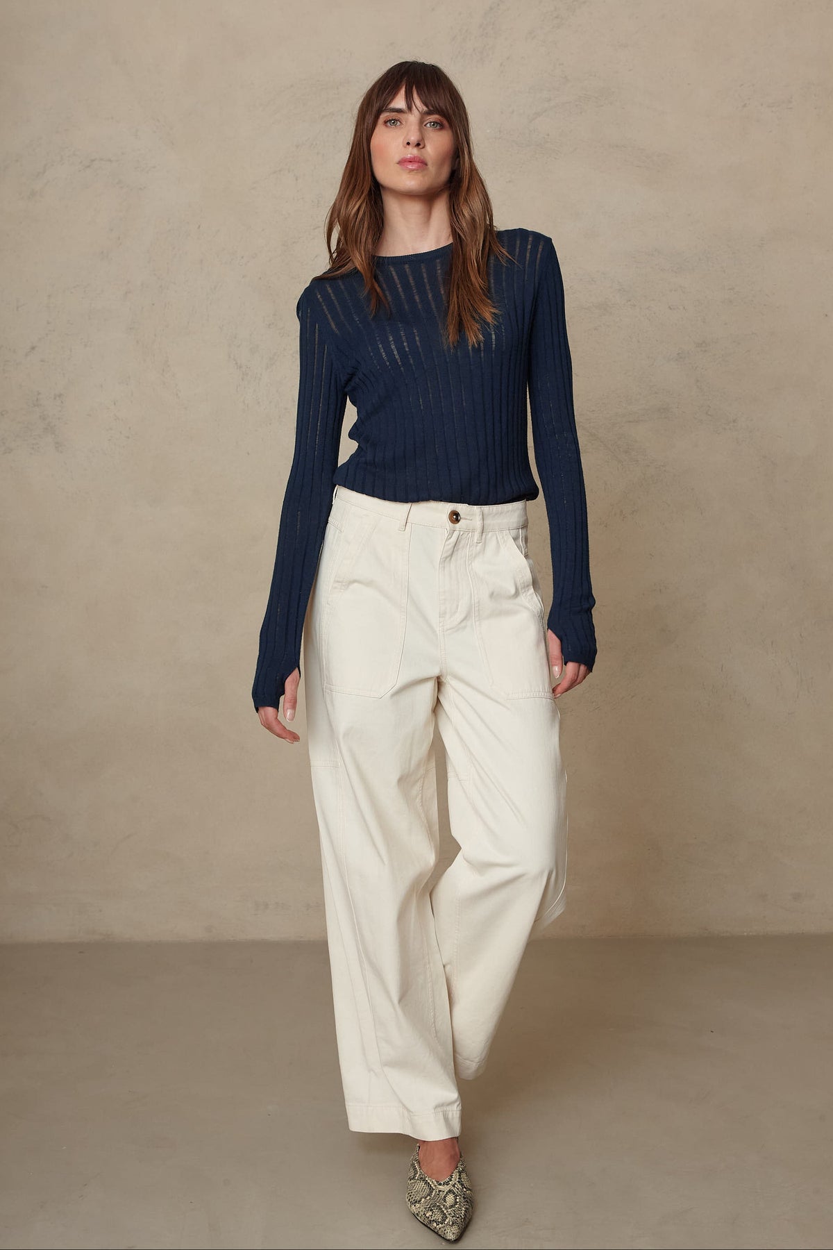 Billie Barrel Leg Trousers - Ecru