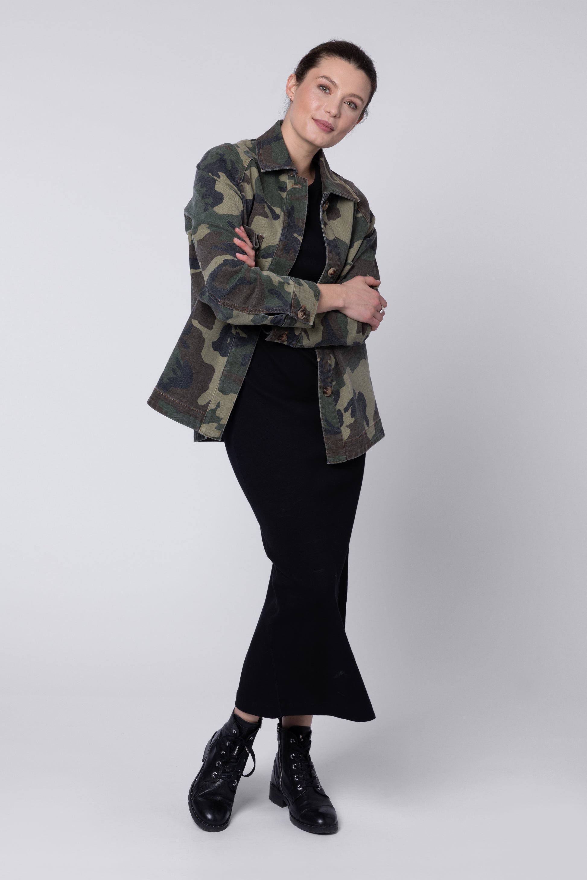 model wearing Ladies Camo Jacket 11 Loves