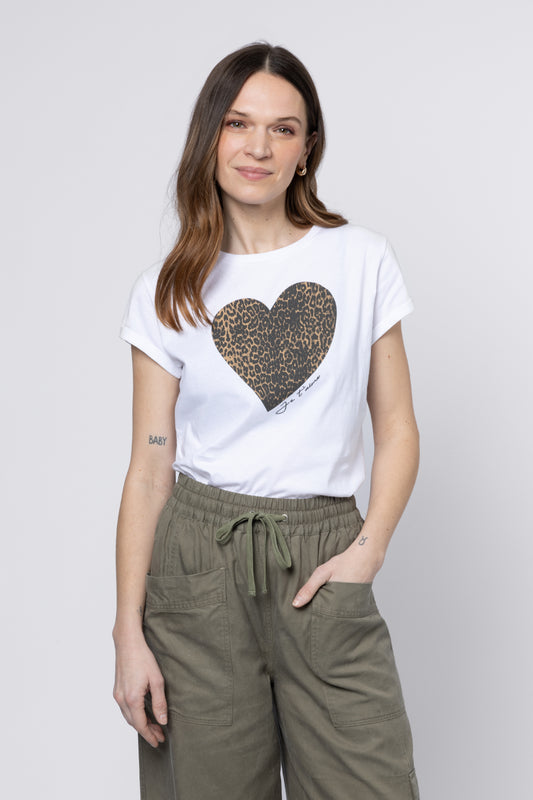 model wearing Leopard Heart T Shirt Eleven Loves