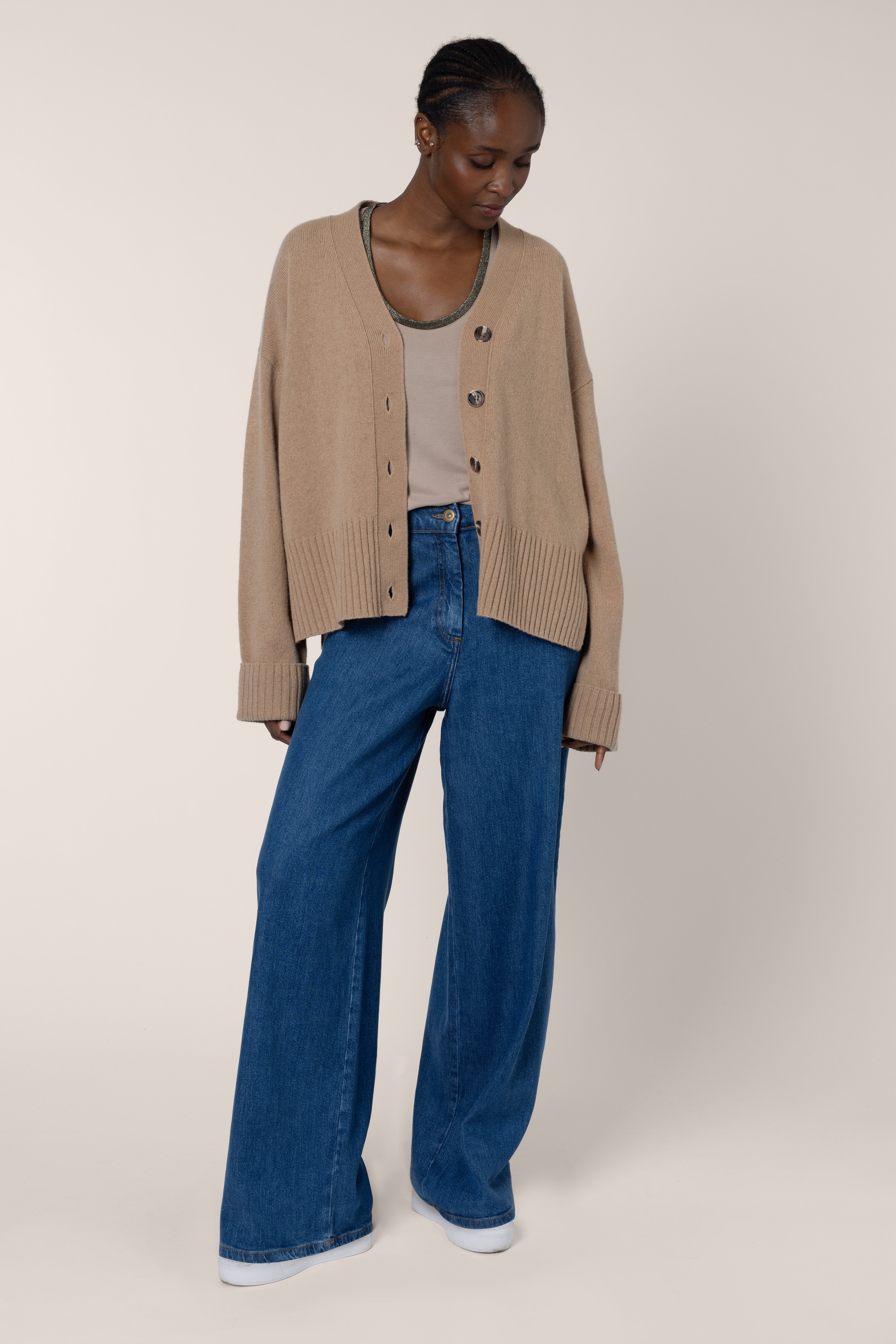 Maria Merino Wool Cardigan - Camel