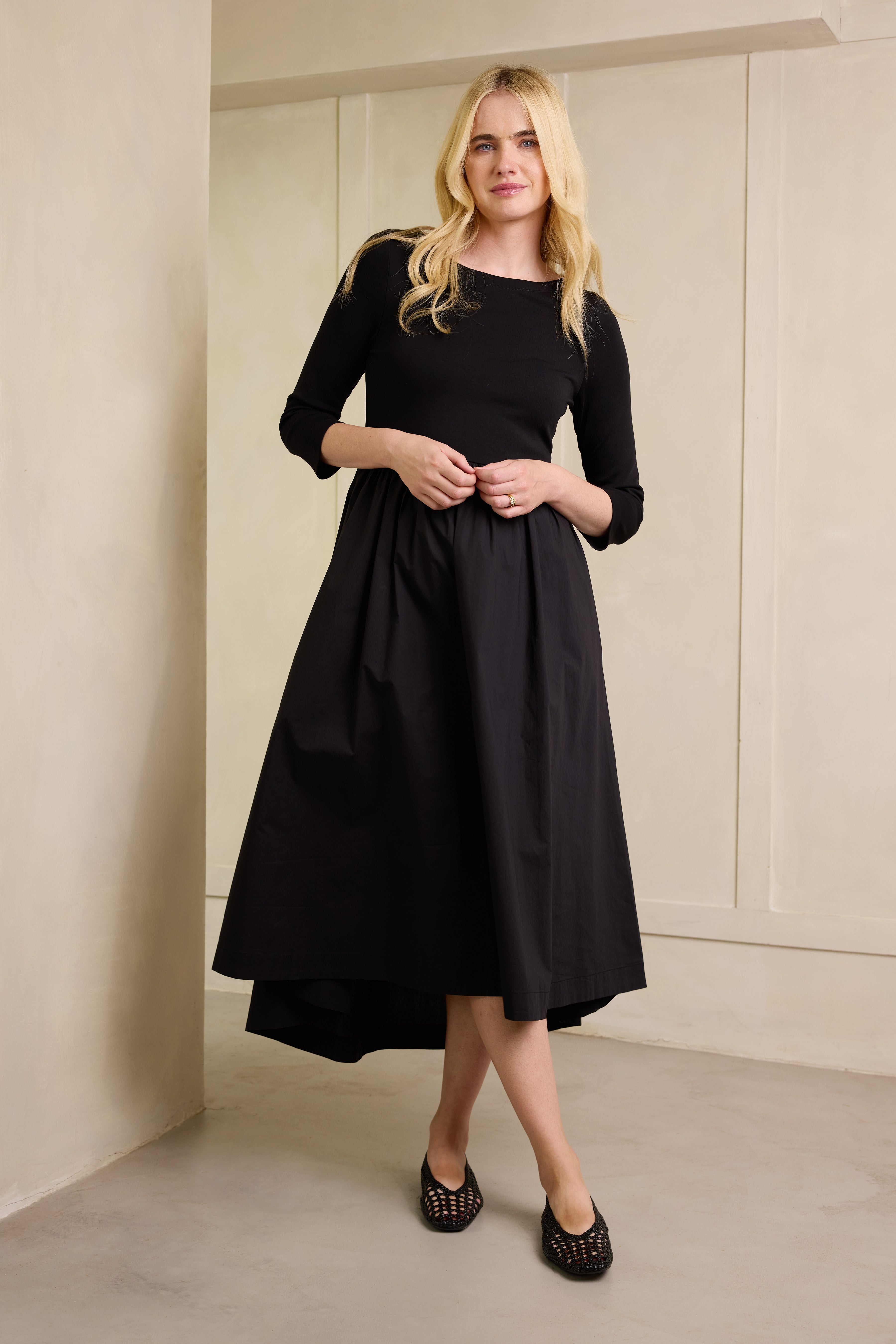 Marnie Dipped Hem Dress - Black