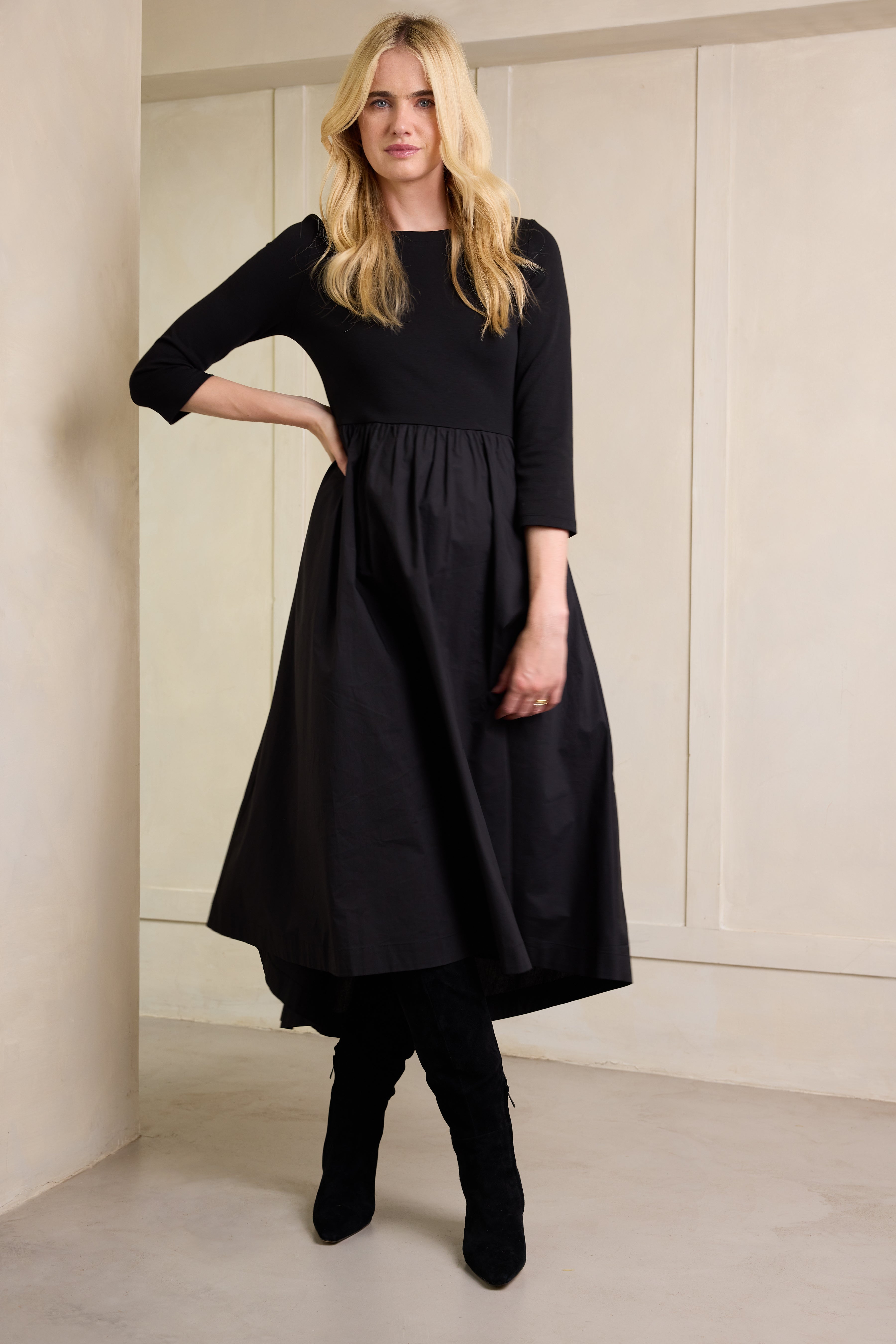 Marnie Dipped Hem Dress - Black