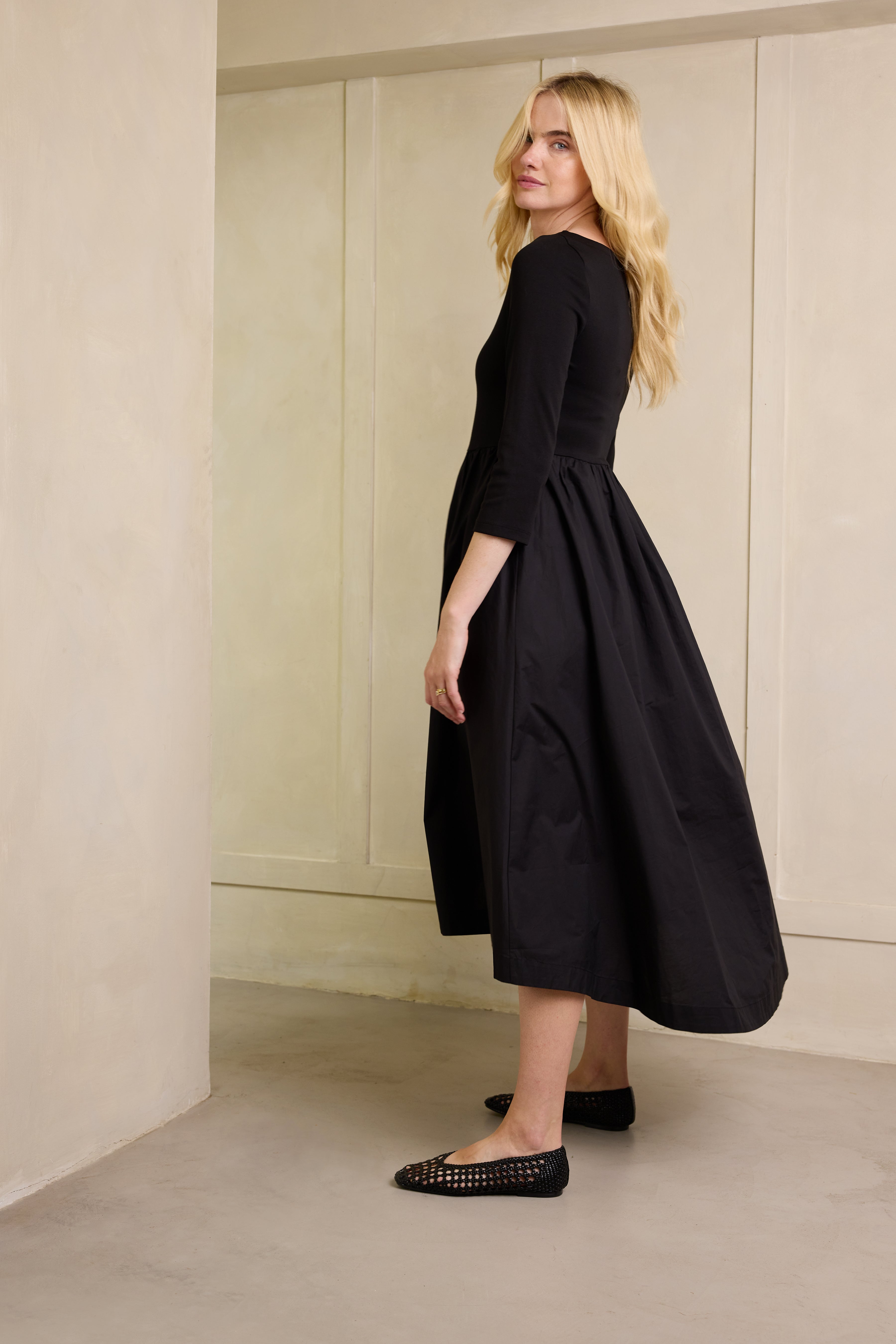 Marnie Dipped Hem Dress - Black