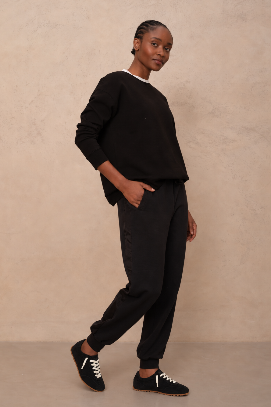 Perfect Side Stripe Joggers - Black