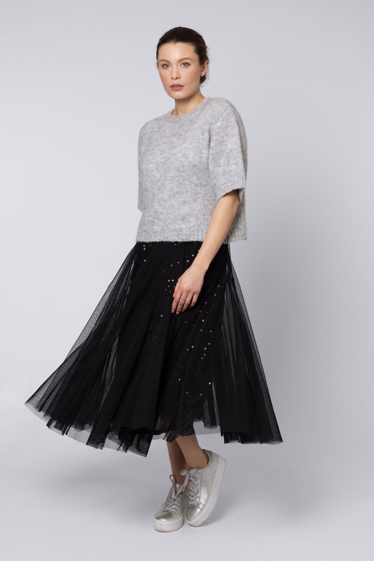 Zadie Tulle and Sequin Skirt (Black)