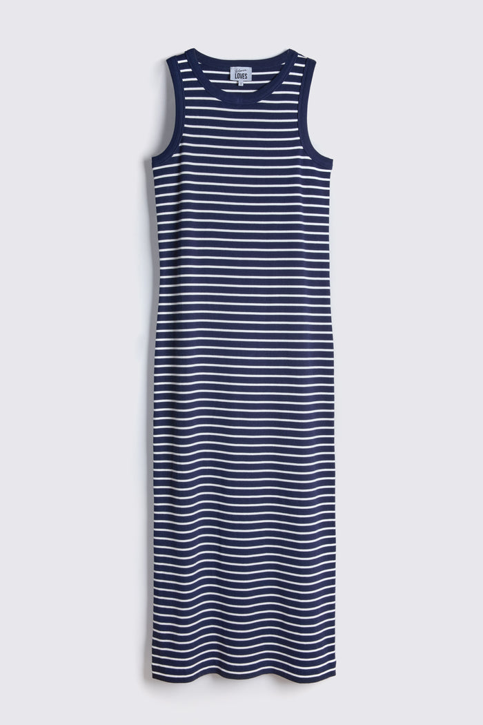Jazzy Diversion Dress in Navy with Navy/White Striped Skirt Detail main image 1