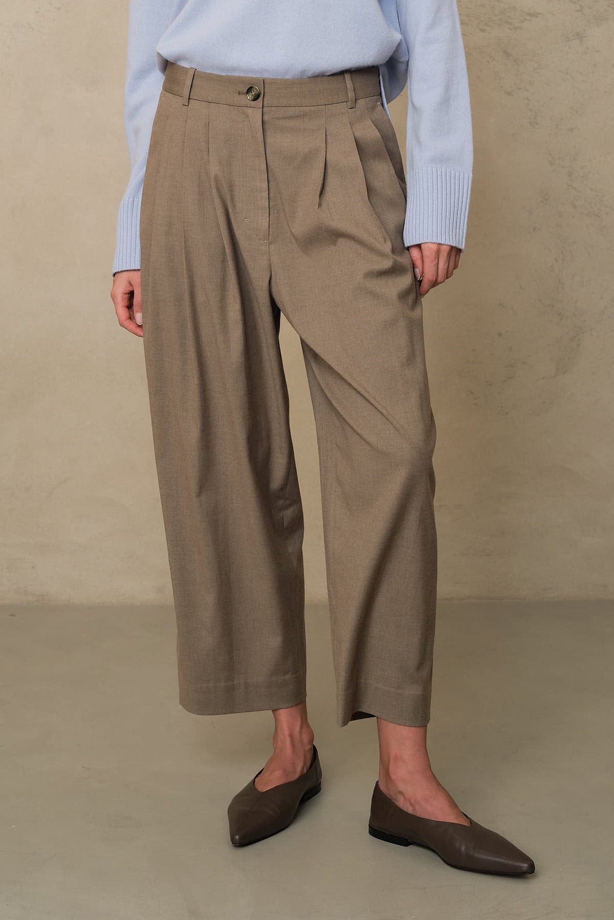 Eadie Pleat Front Trousers - Taupe