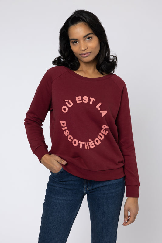 ou est la discotheque sweatshirt burgundy sweatshirt pink sweatshirt sustainable sweatshirt ellen loves eleven loves 11loves