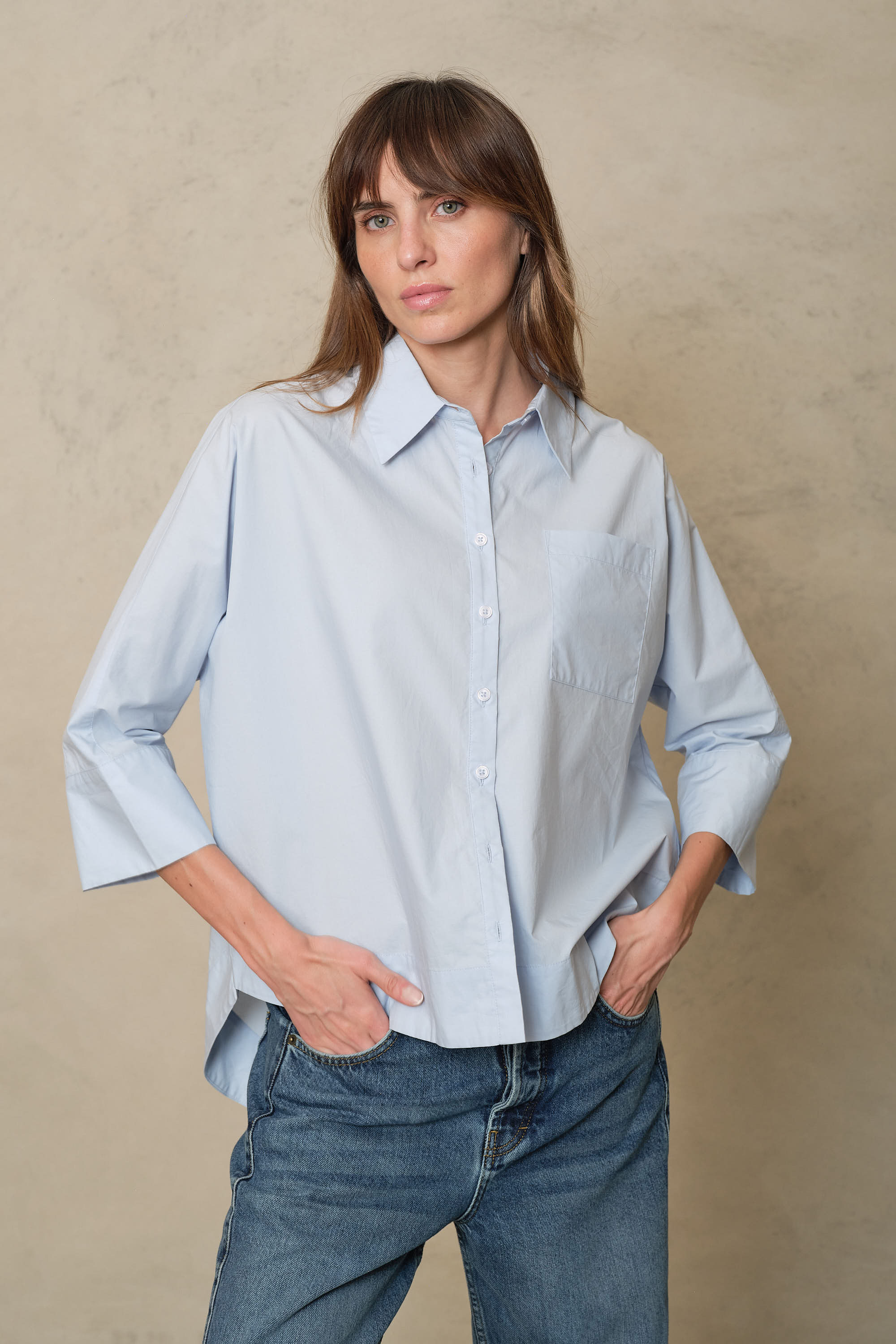 Olivia Oversized Poplin Shirt - Powder Blue