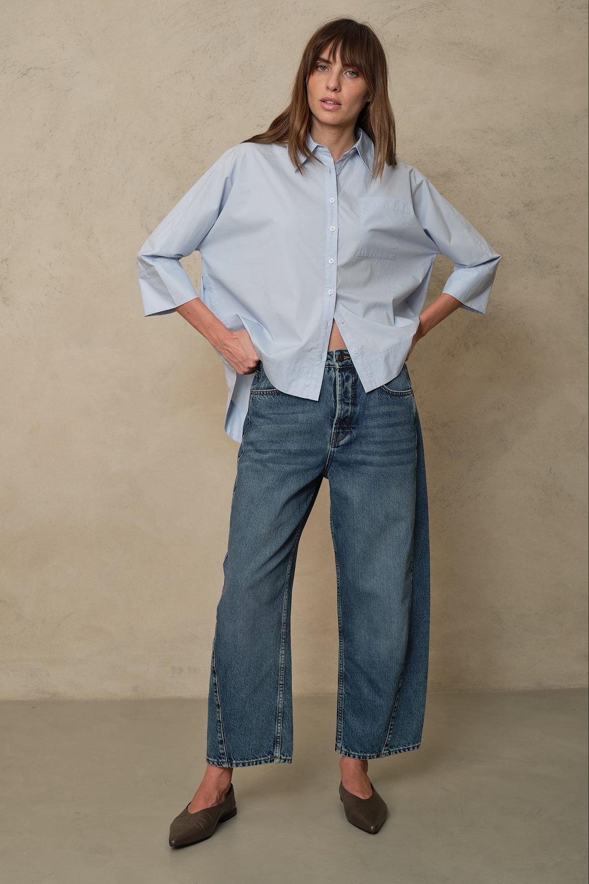 Olivia Oversized Poplin Shirt - Powder Blue