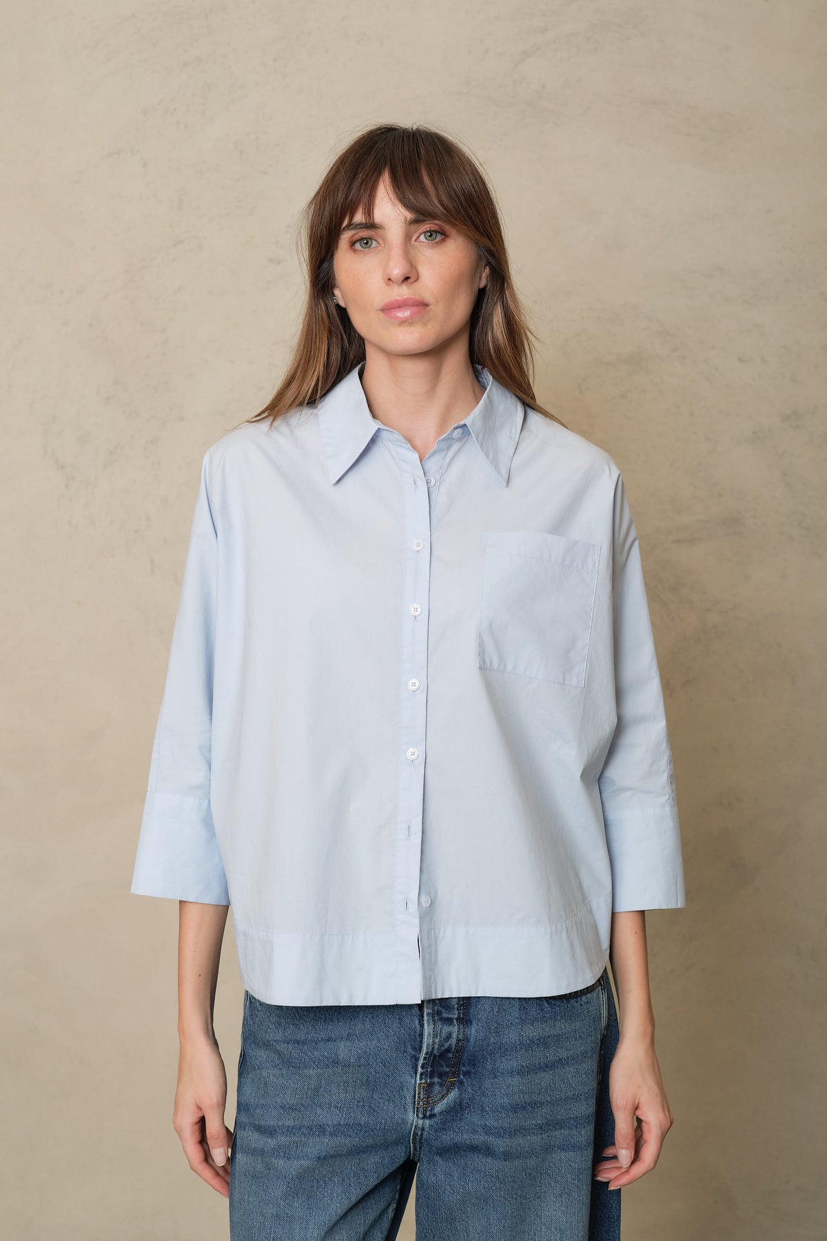 Olivia Oversized Poplin Shirt - Powder Blue