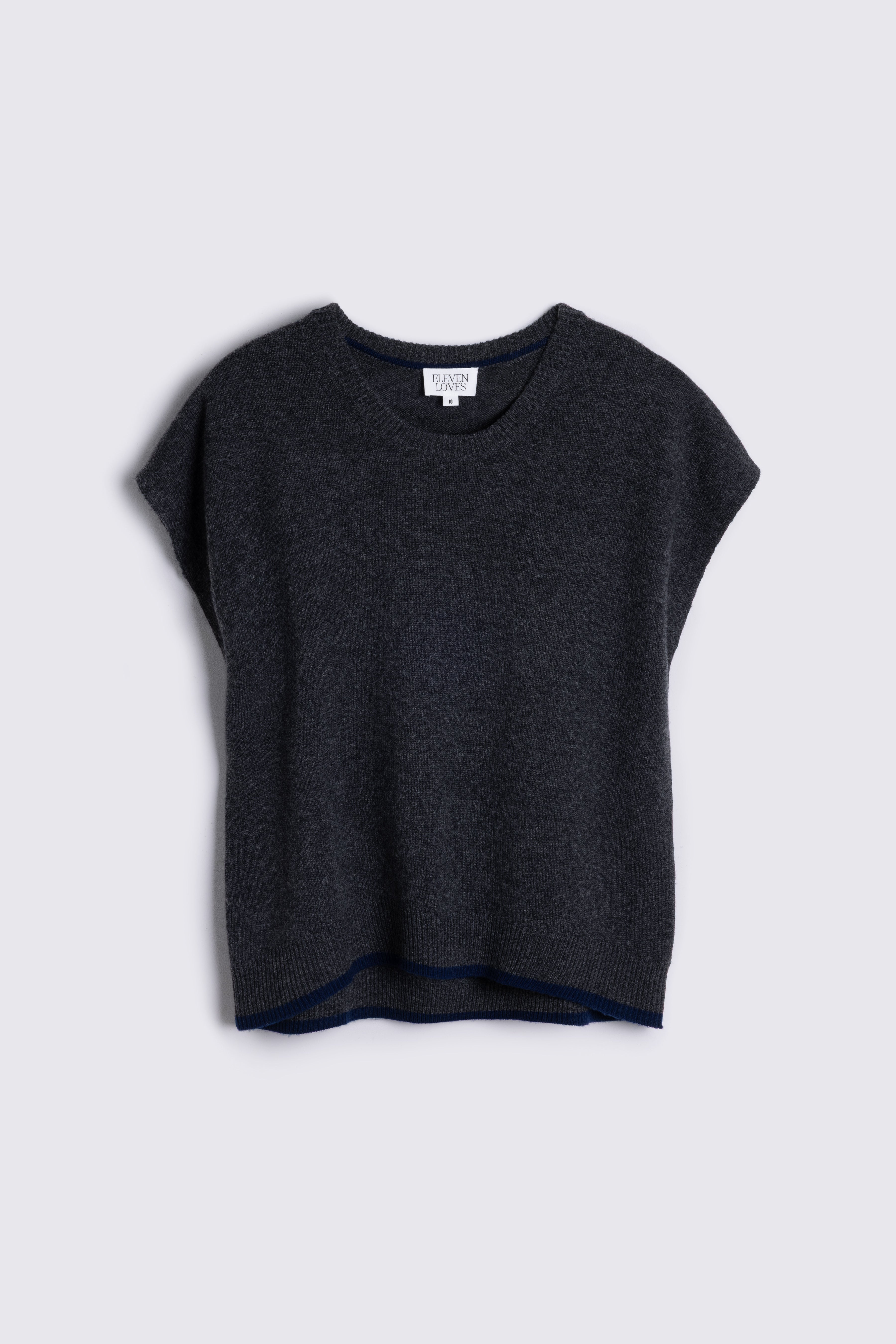 Ora Cashmere Blend Drop Shoulder Tank - Charcoal