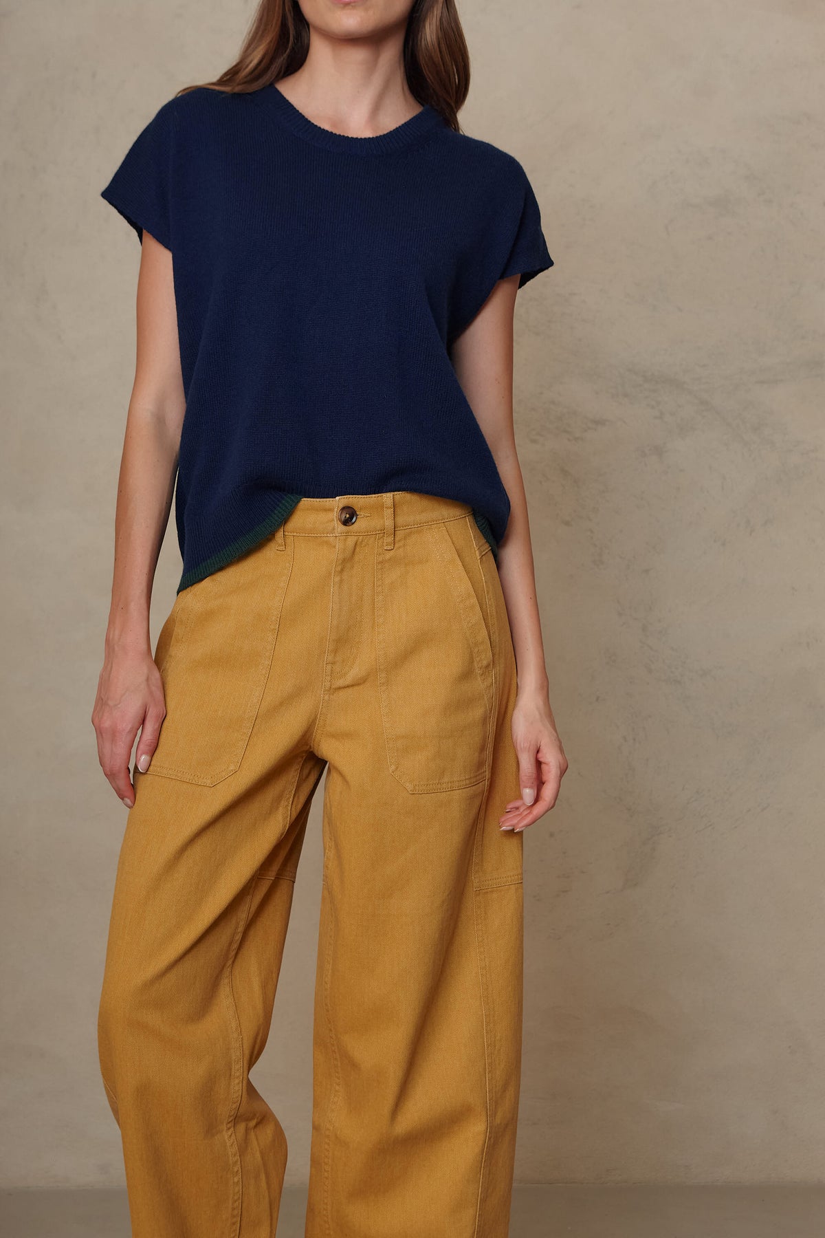 Billie Barrel Leg Trousers - Mustard