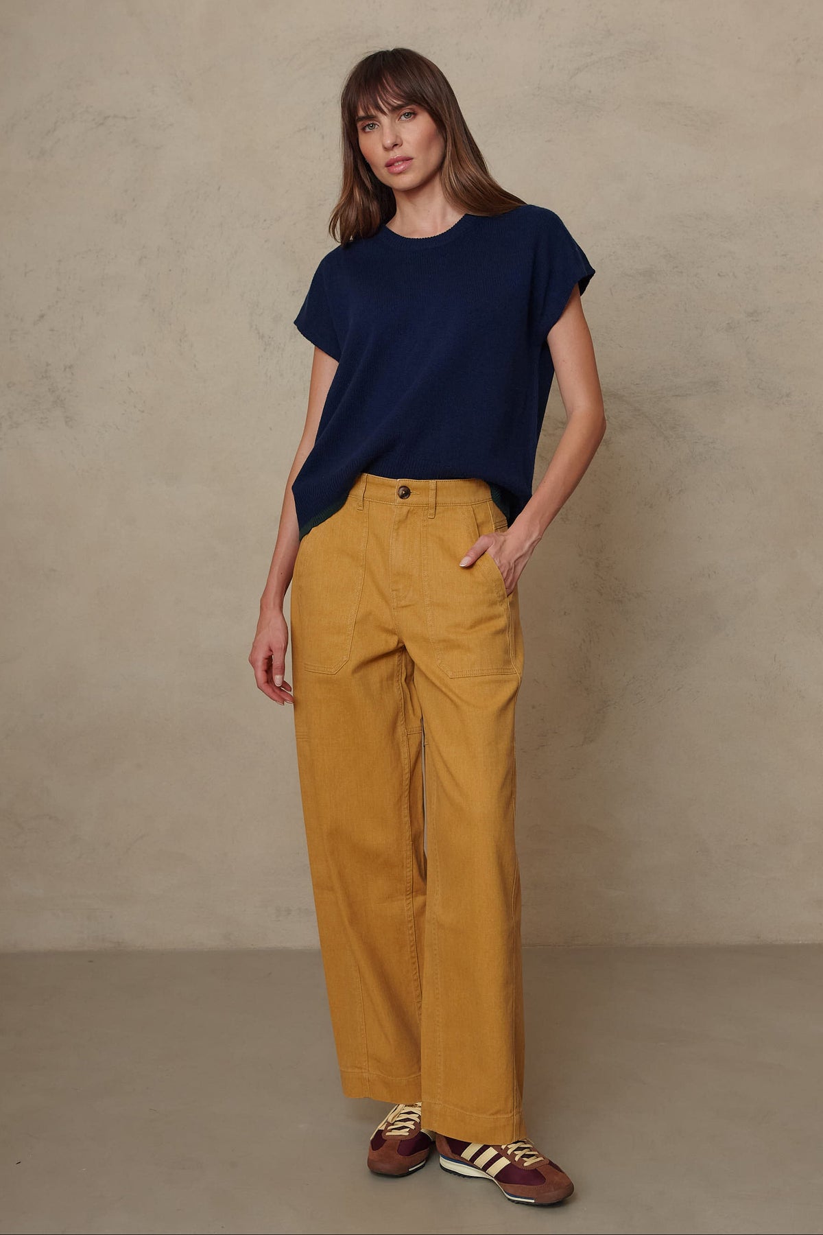 Billie Barrel Leg Trousers - Mustard
