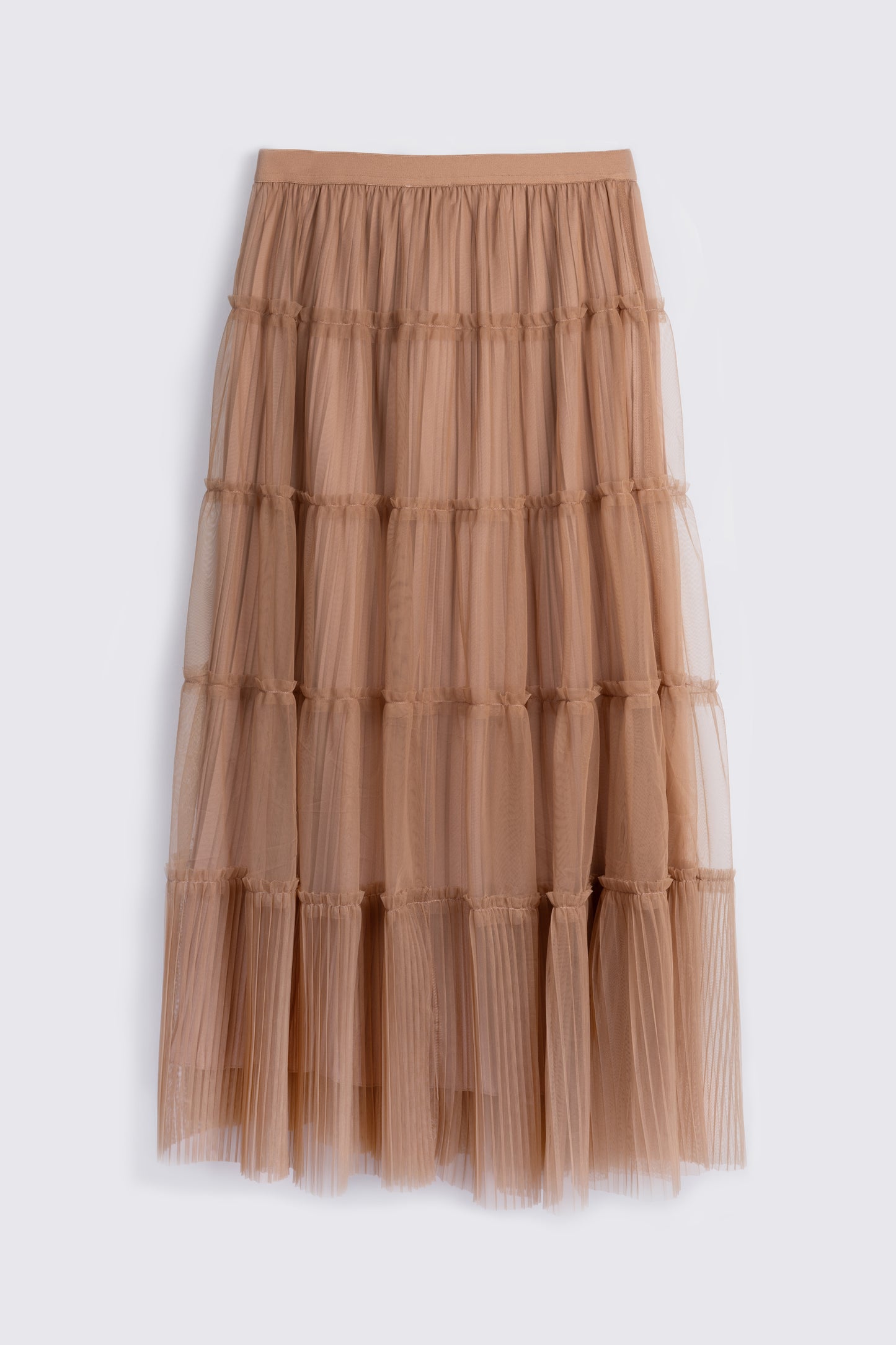 PEARL PLEATED TULLE SKIRT (CARAMEL)