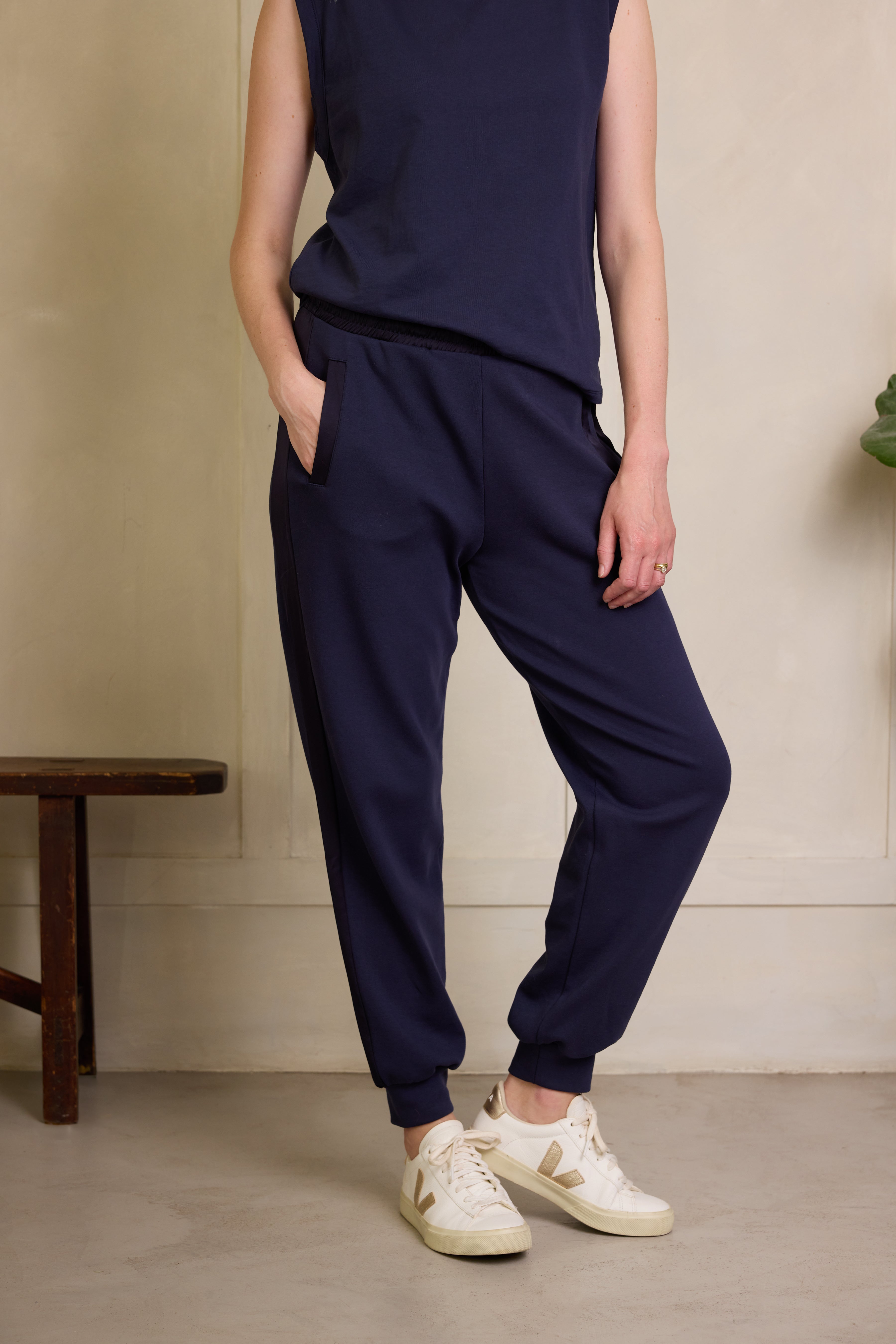 Perfect Side Stripe Joggers - Navy