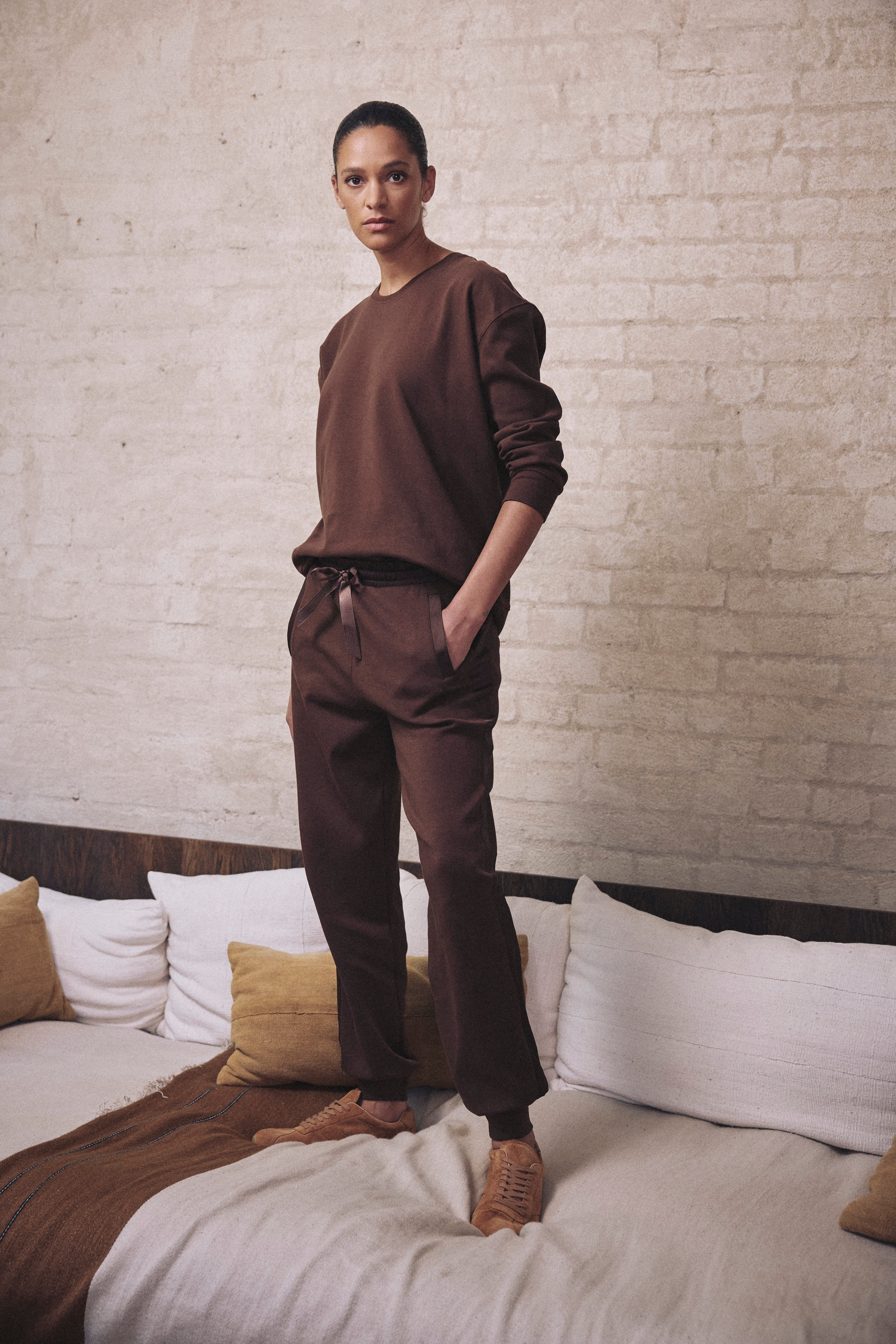Perfect Side Stripe Joggers - Chocolate